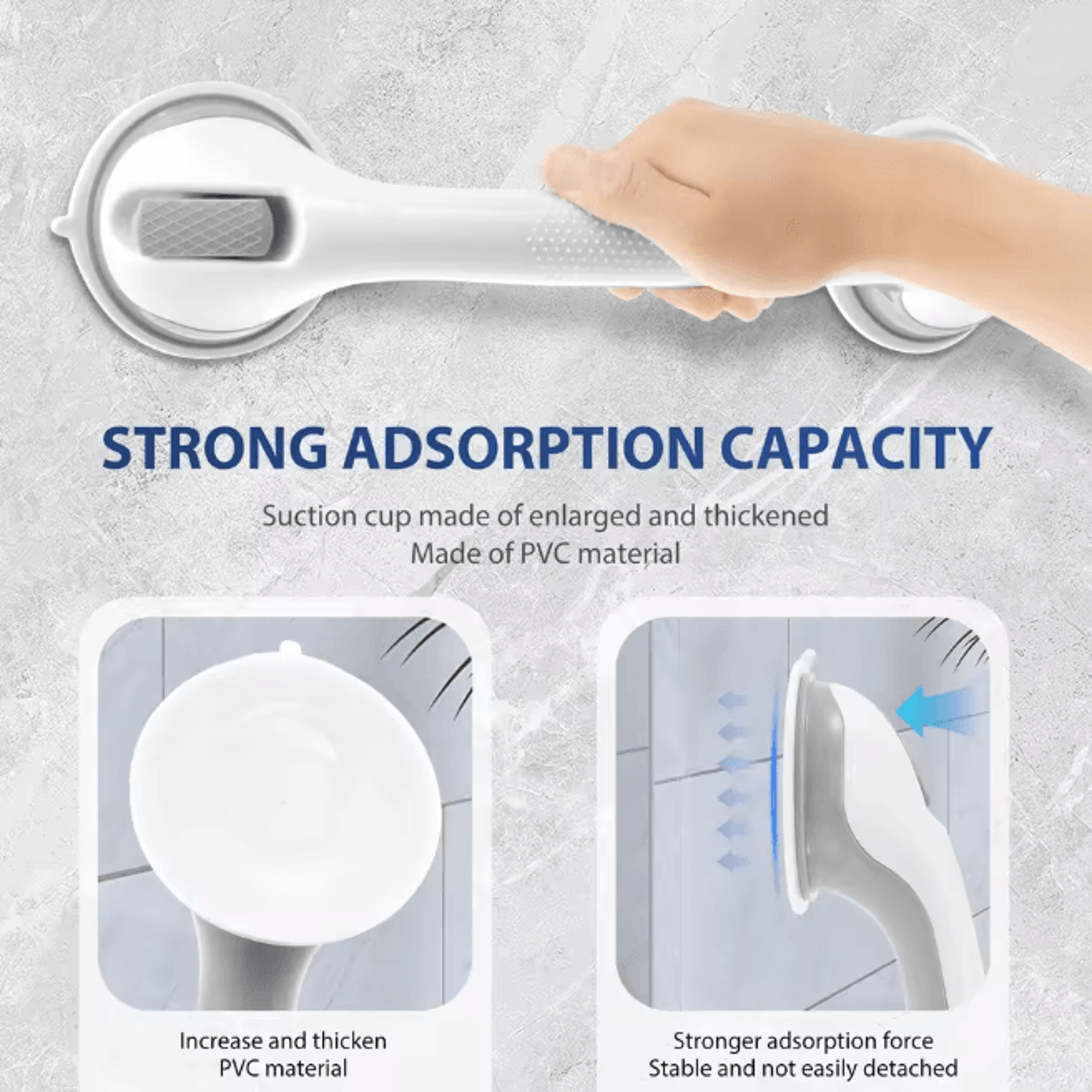 SafeGrip Suction Shower Grab Handles Non Slip Bathroom Safety Bars Set 1