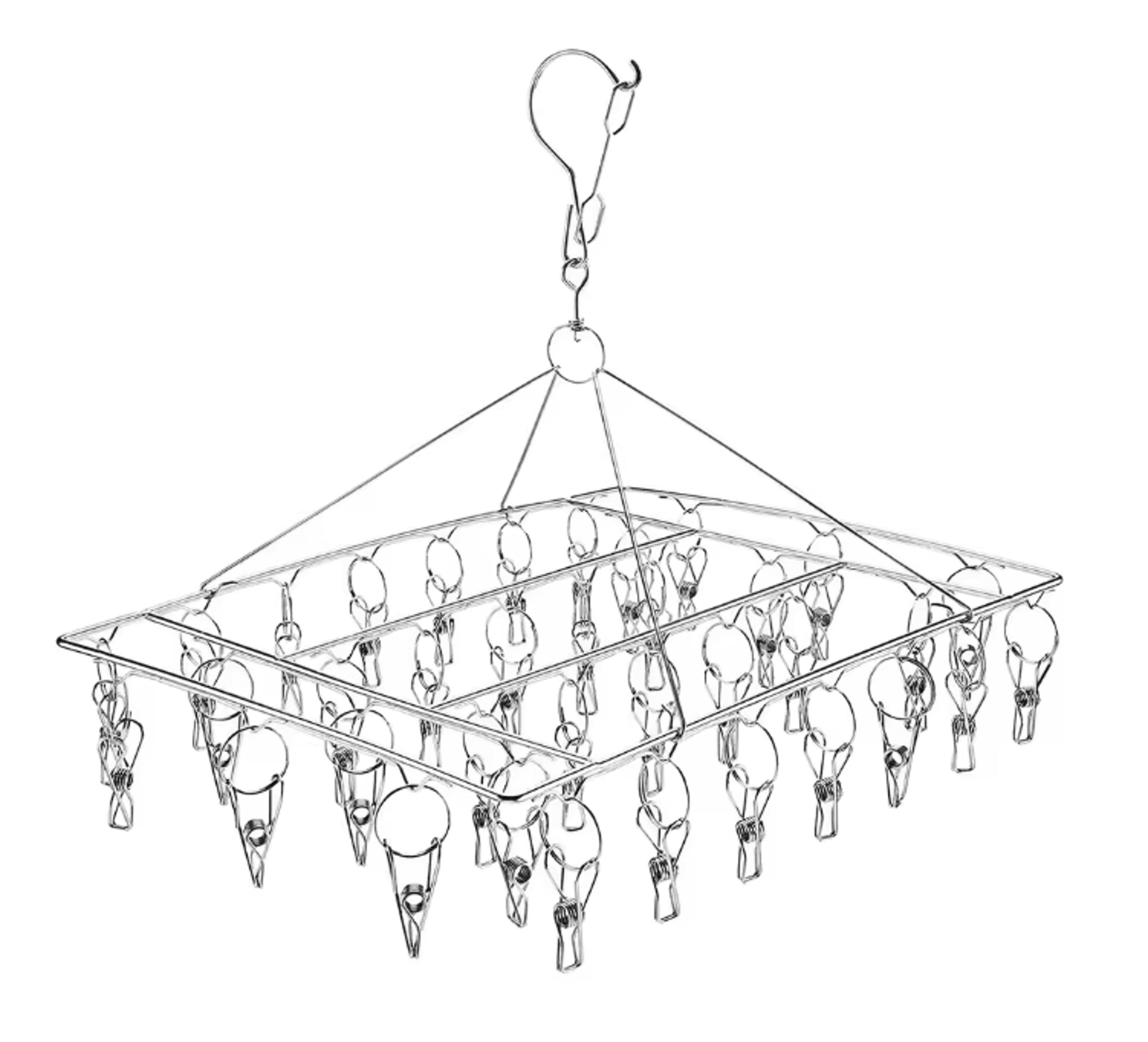 SpinDry Stainless Steel Sock Drying Rack With Windproof Clips 7