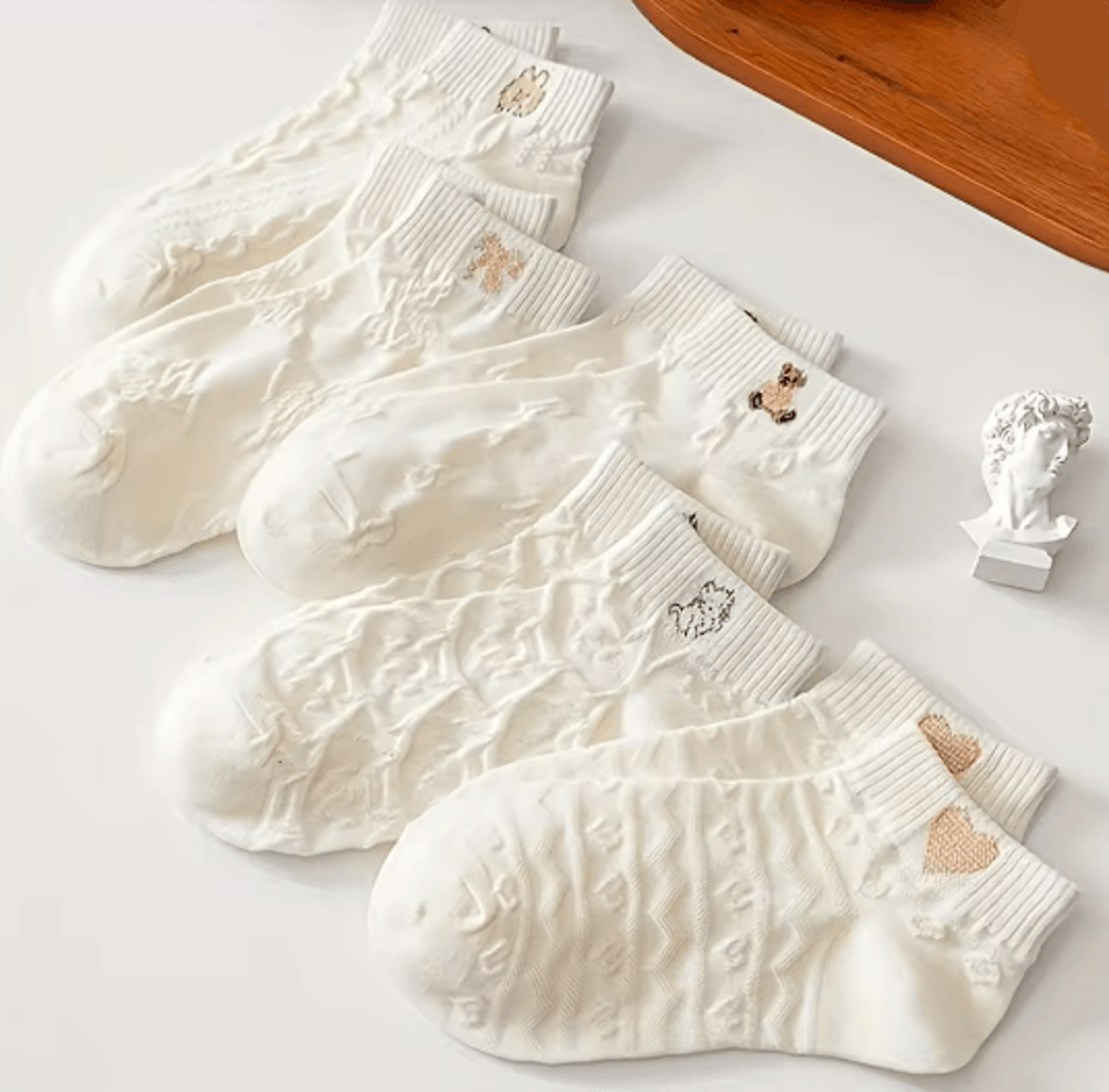 Cartoon Teddy Bear Ankle Socks For Women Soft Breathable Casual Wear 4