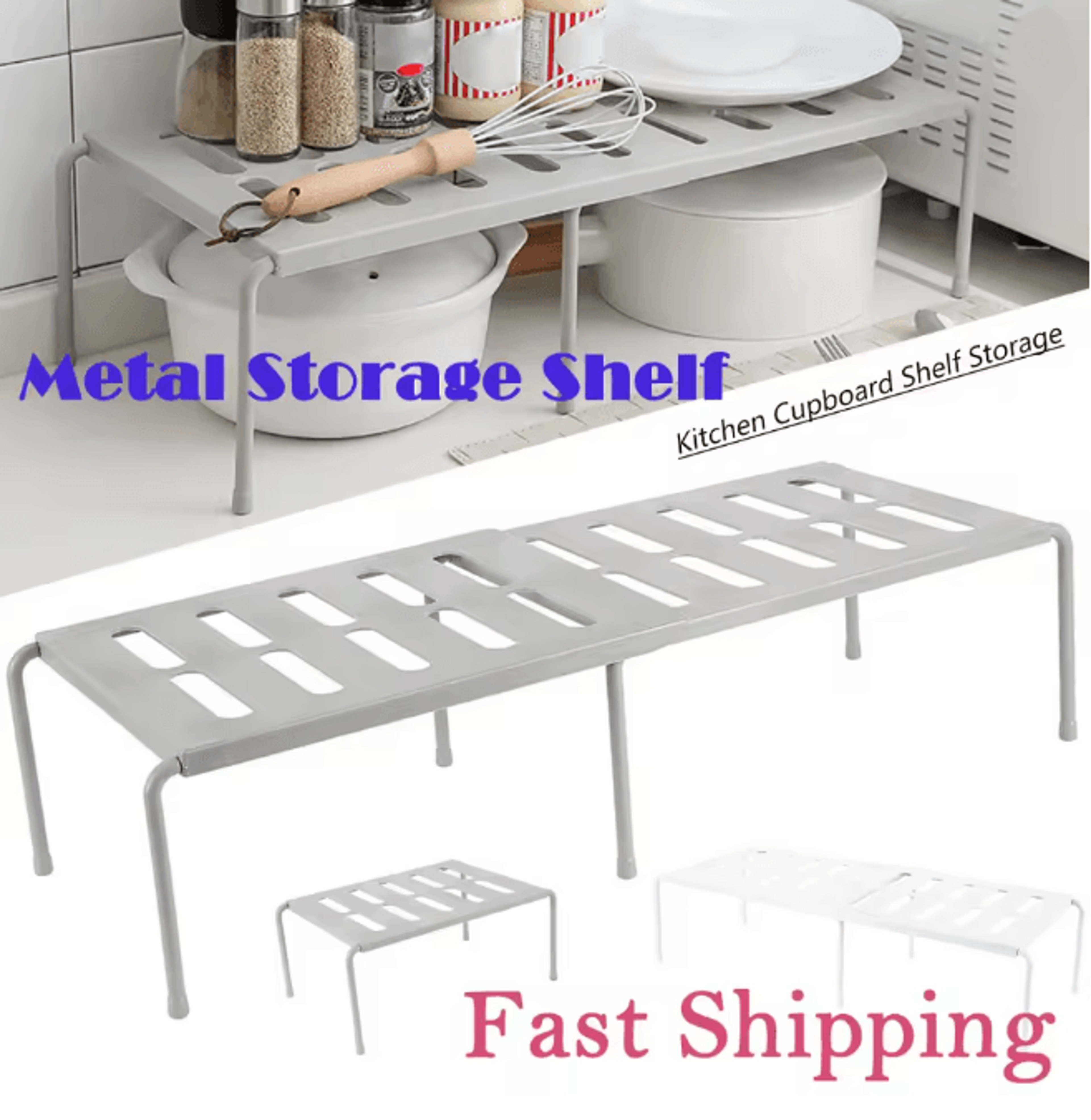 stackable kitchen storage shelf cabinet organizer rack for pots and dishes