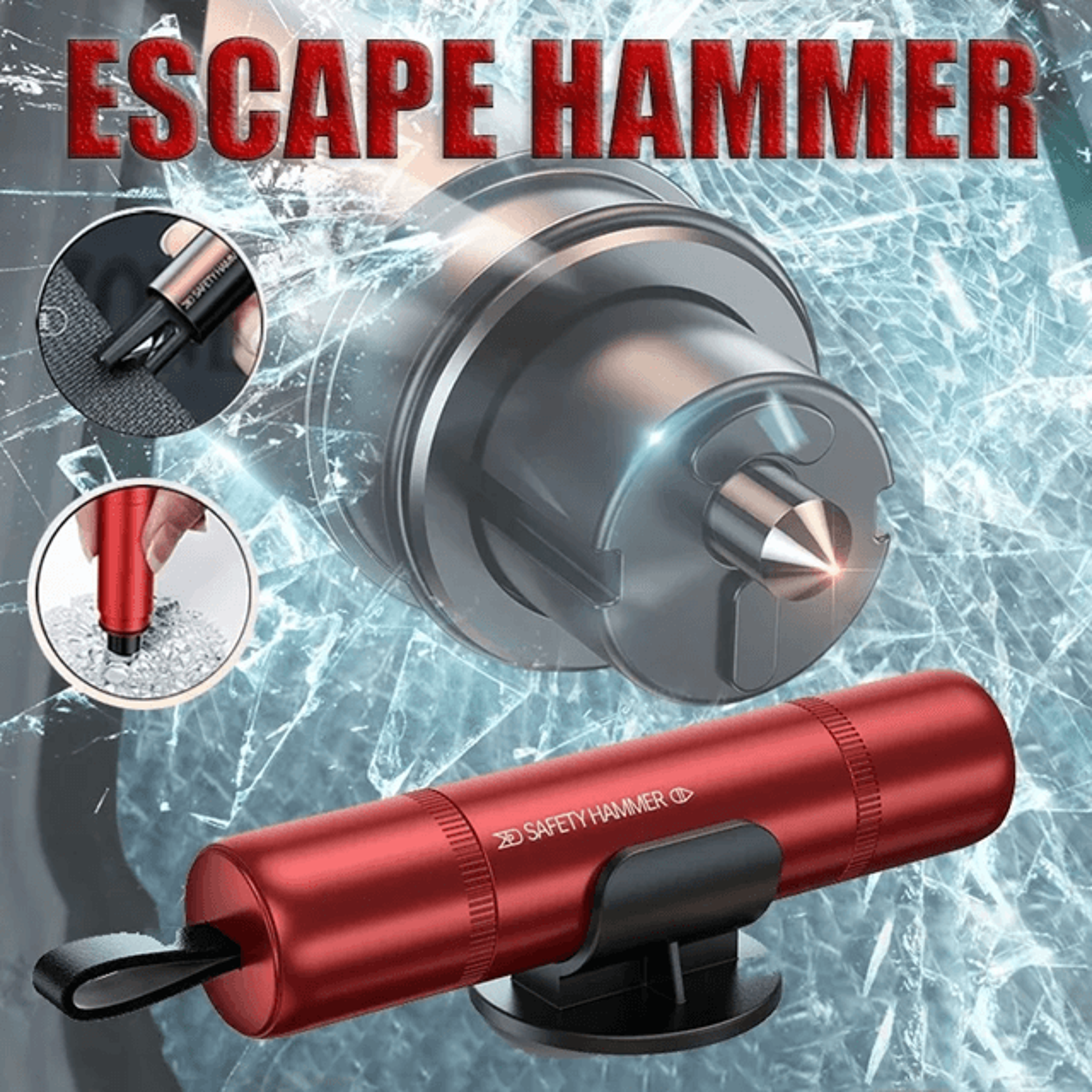 aluminum alloy car escape tool with window breaker and seat belt cutter
