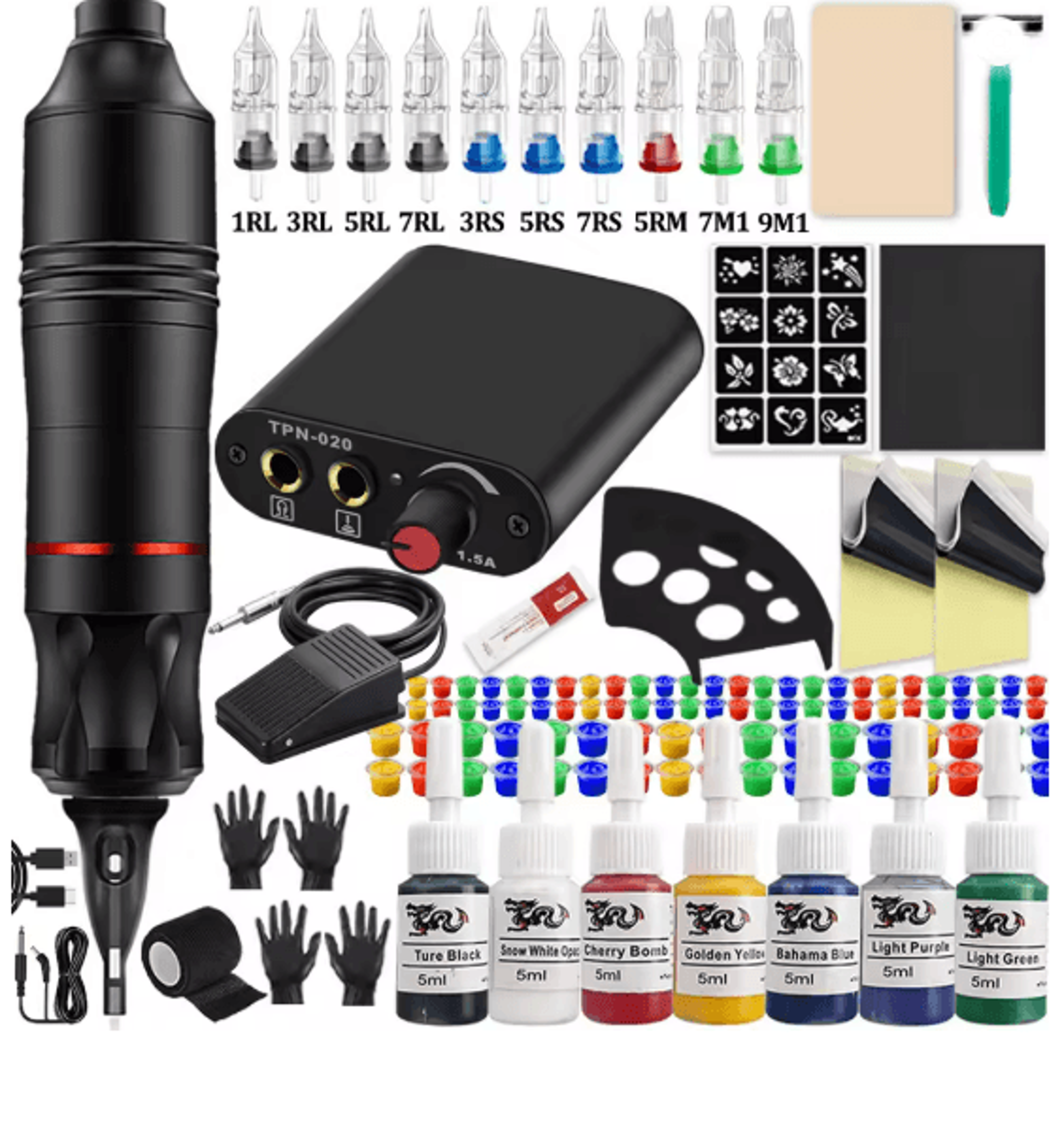 Complete Tattoo Pen Machine Kit Rotary Cartridge Tattoo Starter Set 3