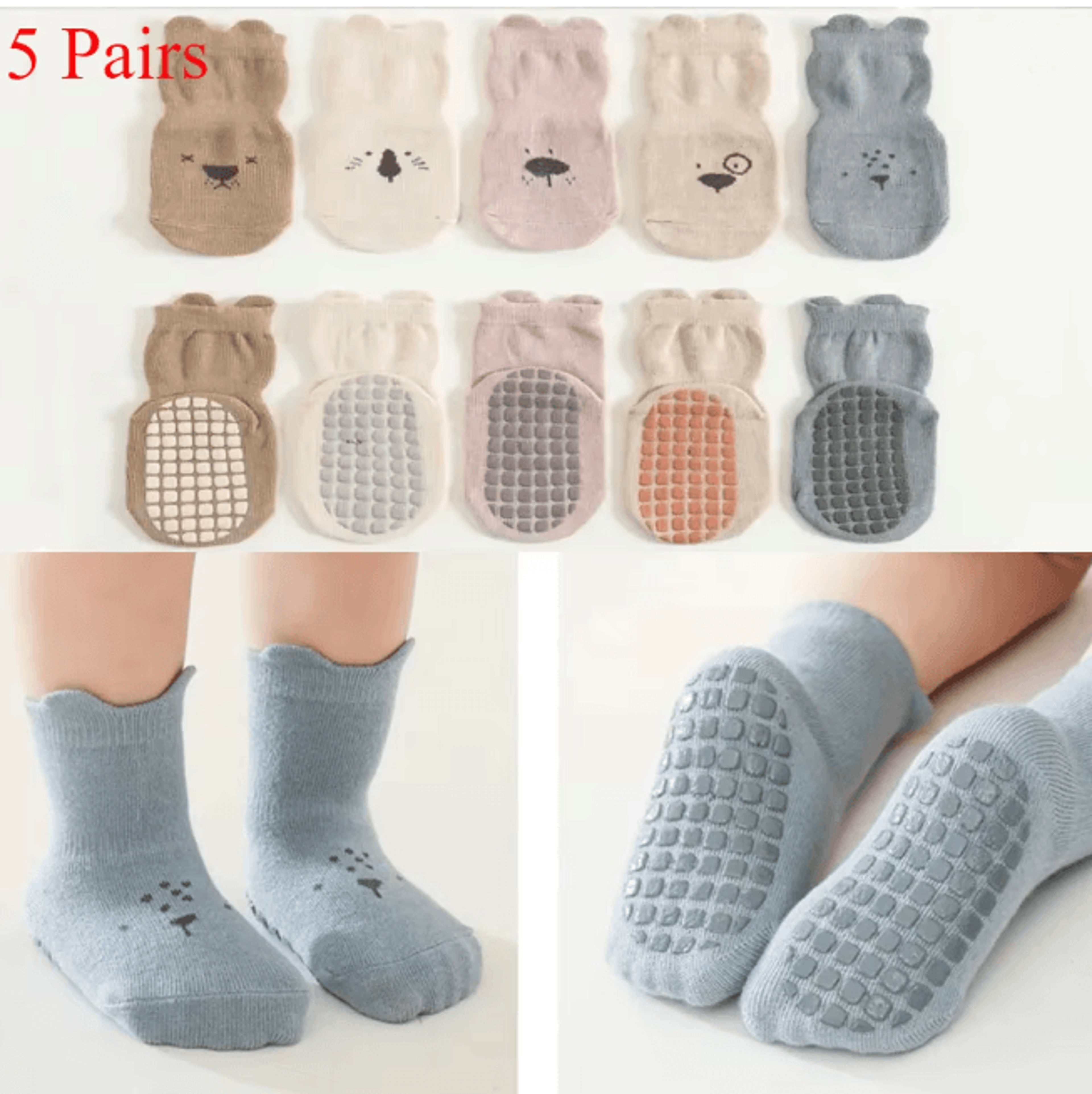 happysteps non slip baby floor socks 3 or 5 pair set