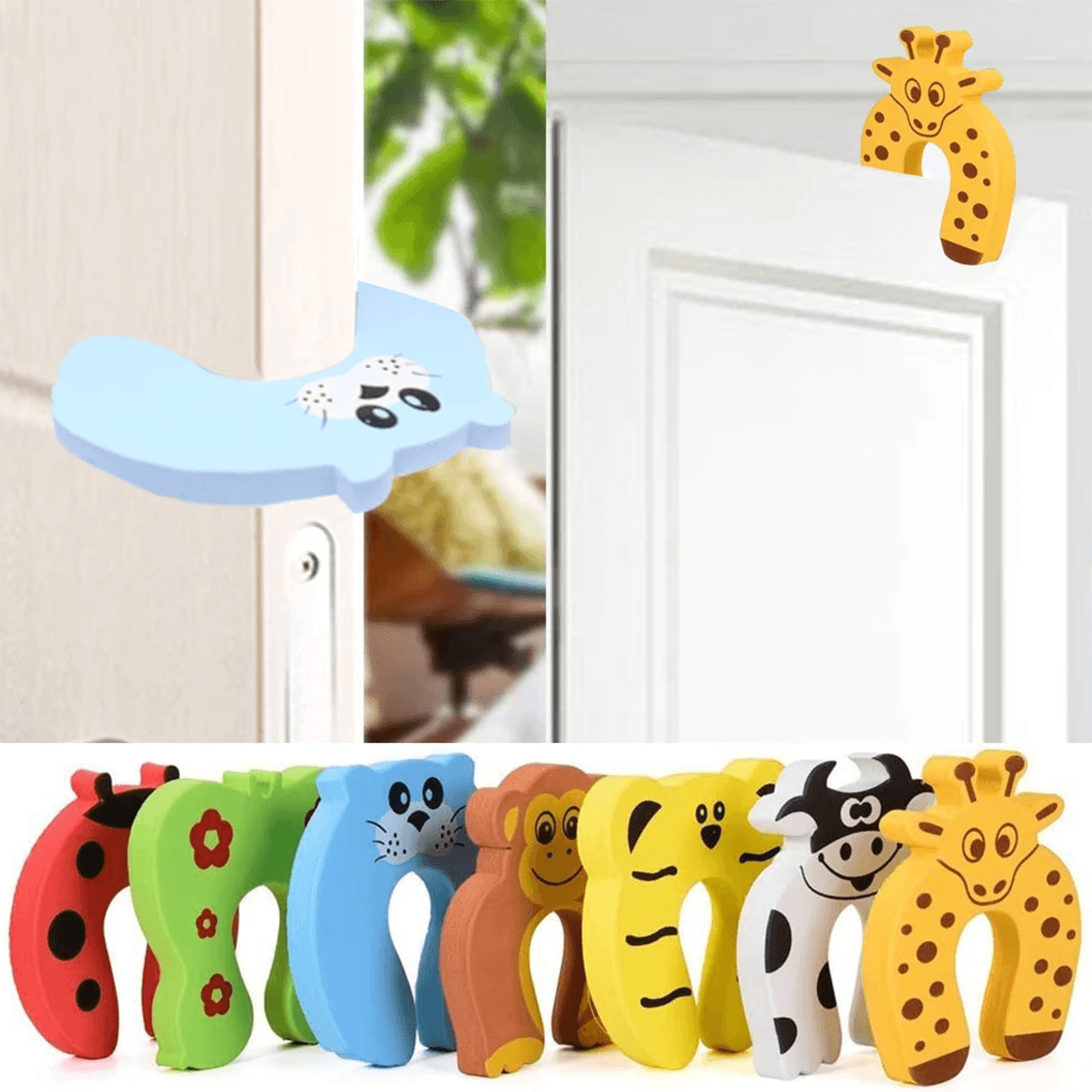 SafePaws Baby Door Stoppers 5 Pack Animal Finger Protector Guards 1