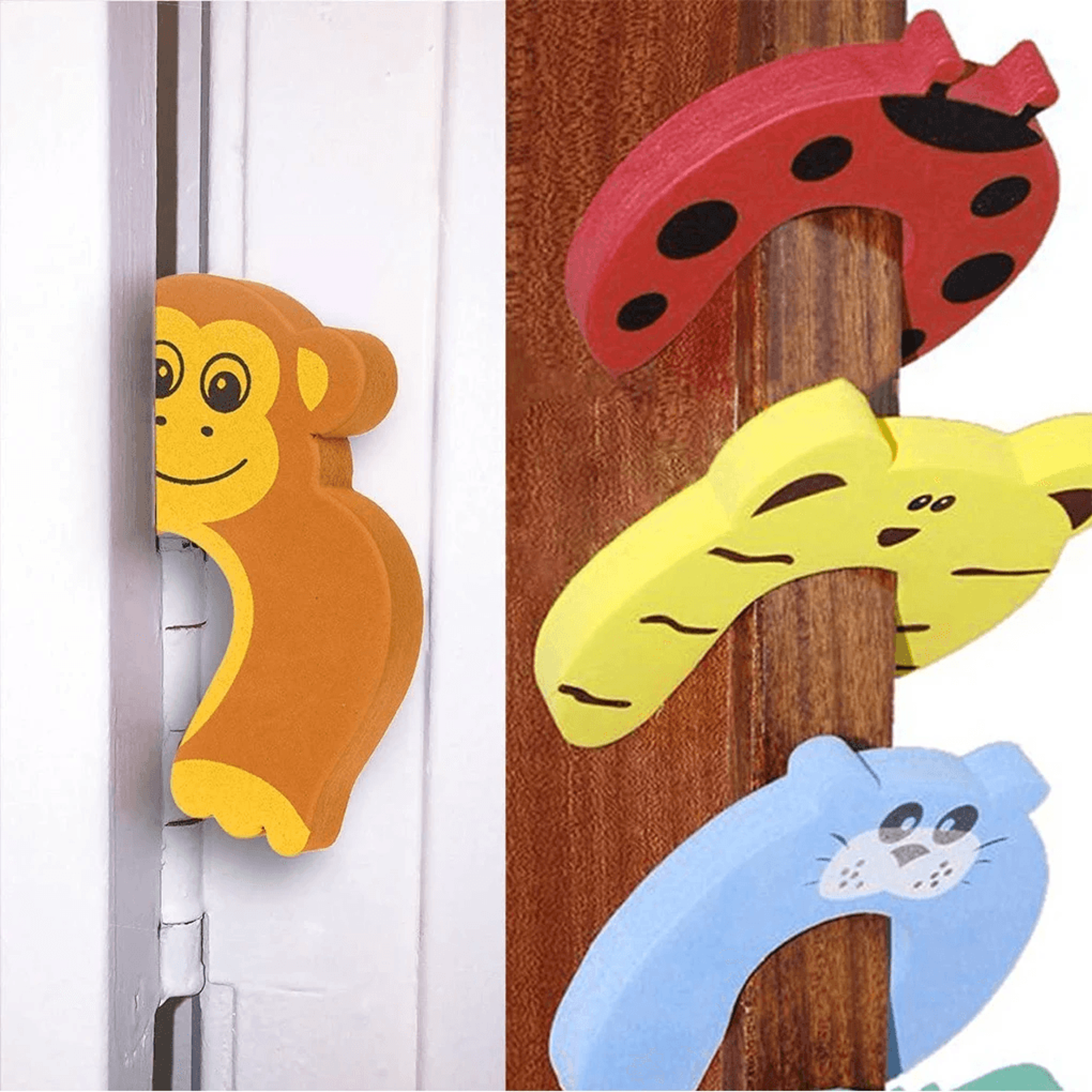 SafePaws Baby Door Stoppers 5 Pack Animal Finger Protector Guards 2