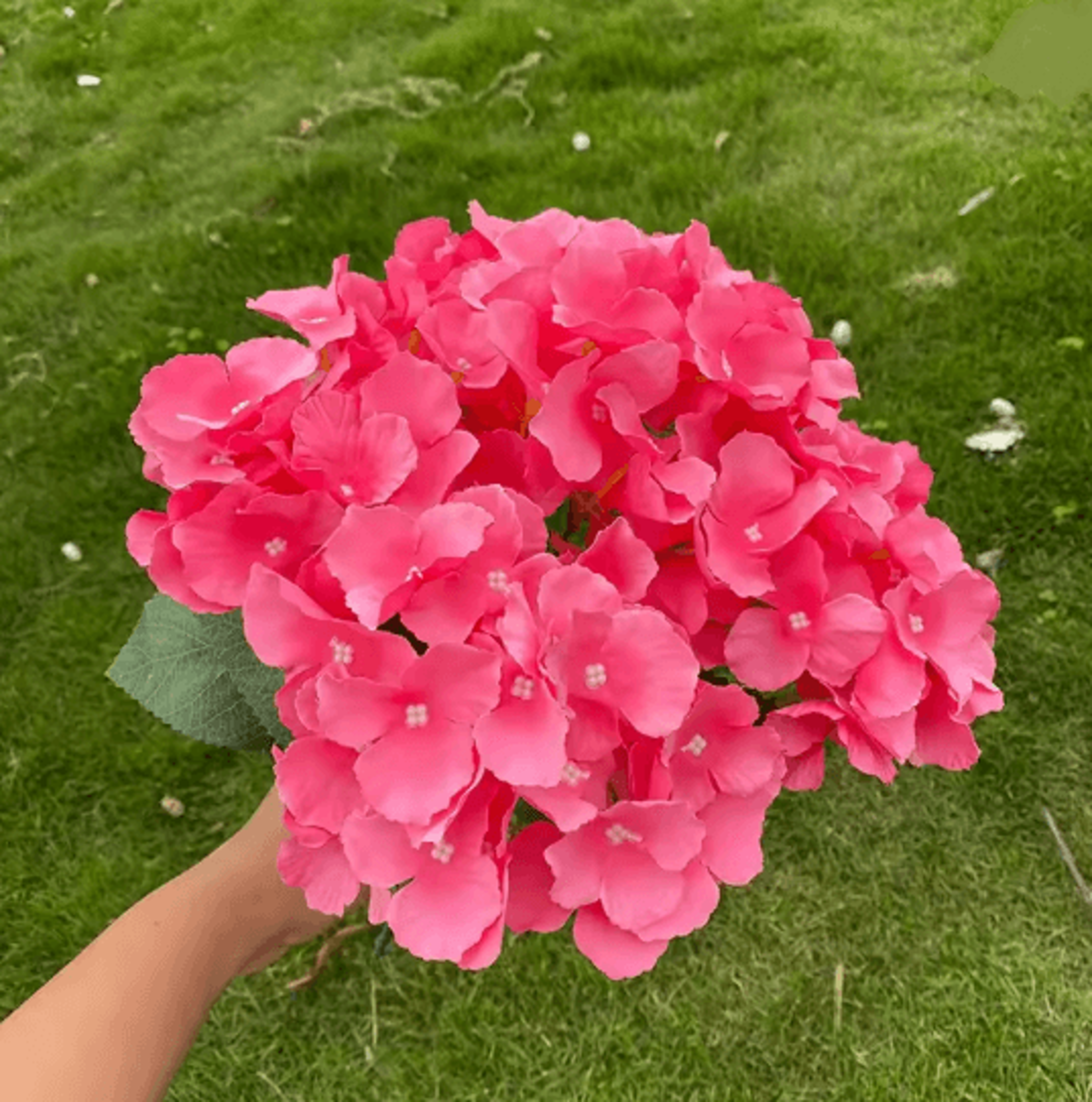 Hot Pink Artificial Rose And Hydrangea Wedding Floral Arrangement Set 7