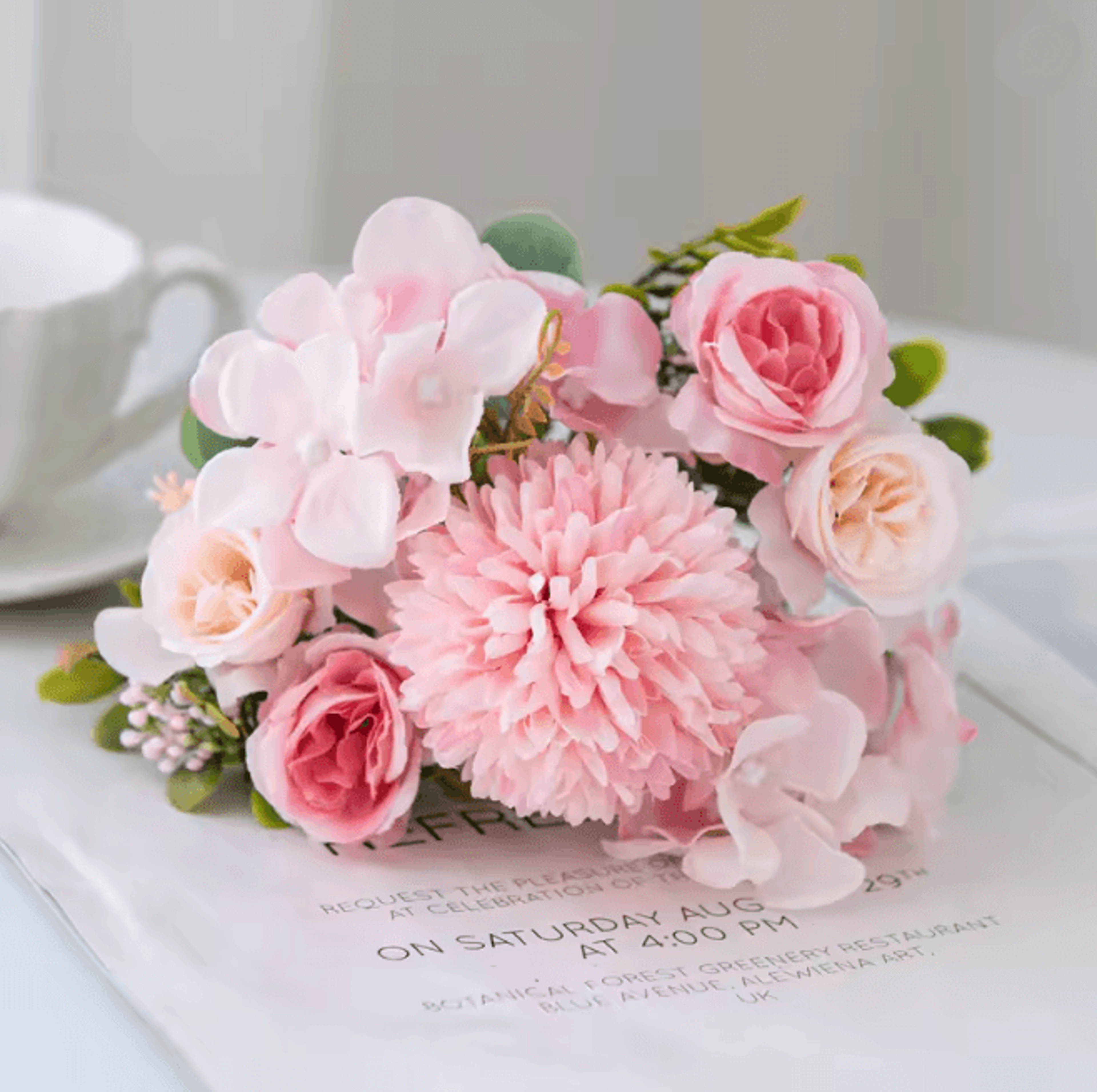 29CM Artificial Rose And Chrysanthemum Silk Bouquet For Wedding Decor 6