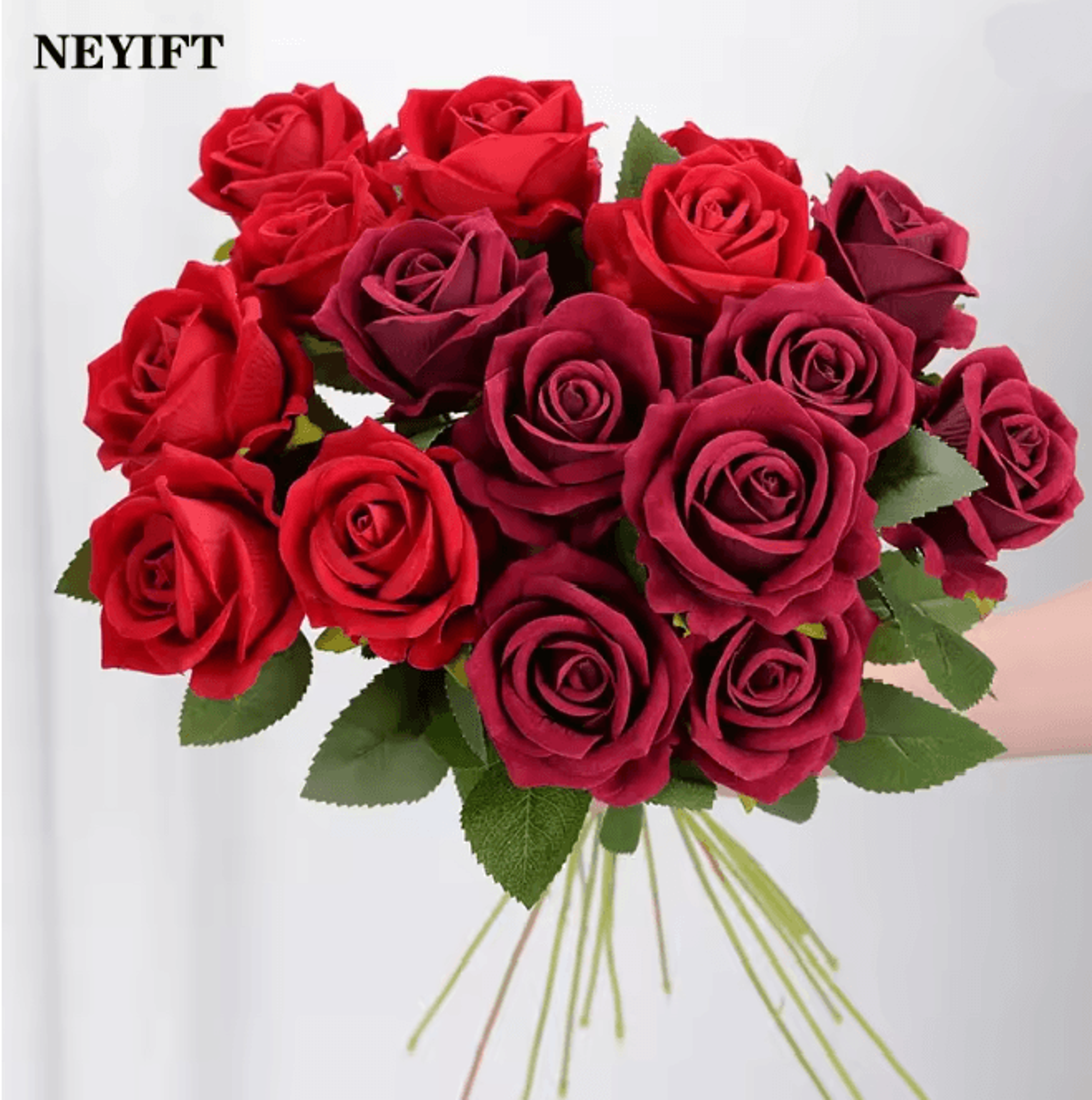 Long Stem Red Rose Artificial Flowers For Wedding And Home Decor 2