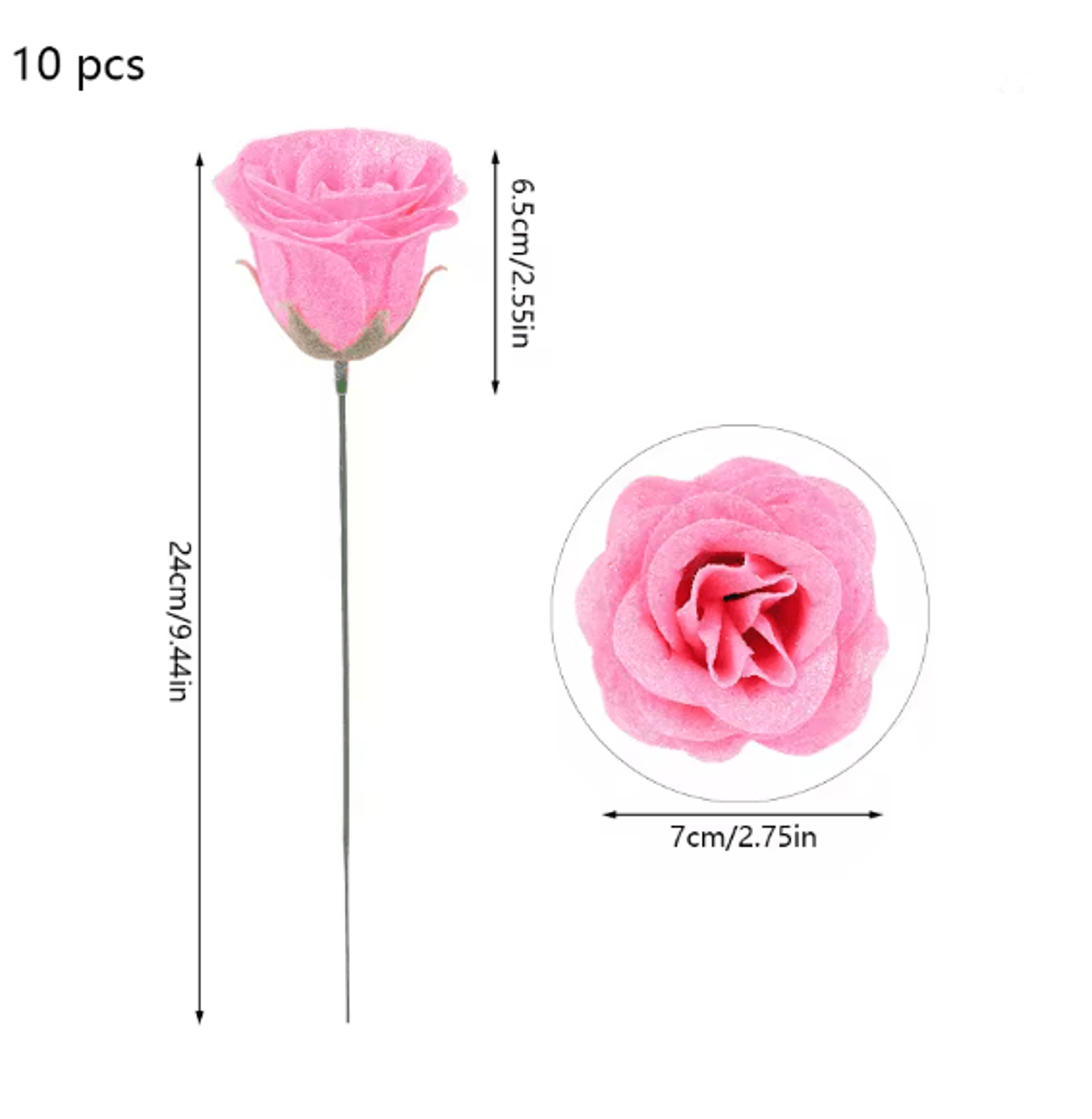 10 Piece Glitter Red Artificial Rose Bouquet For Wedding And Party Decor 3