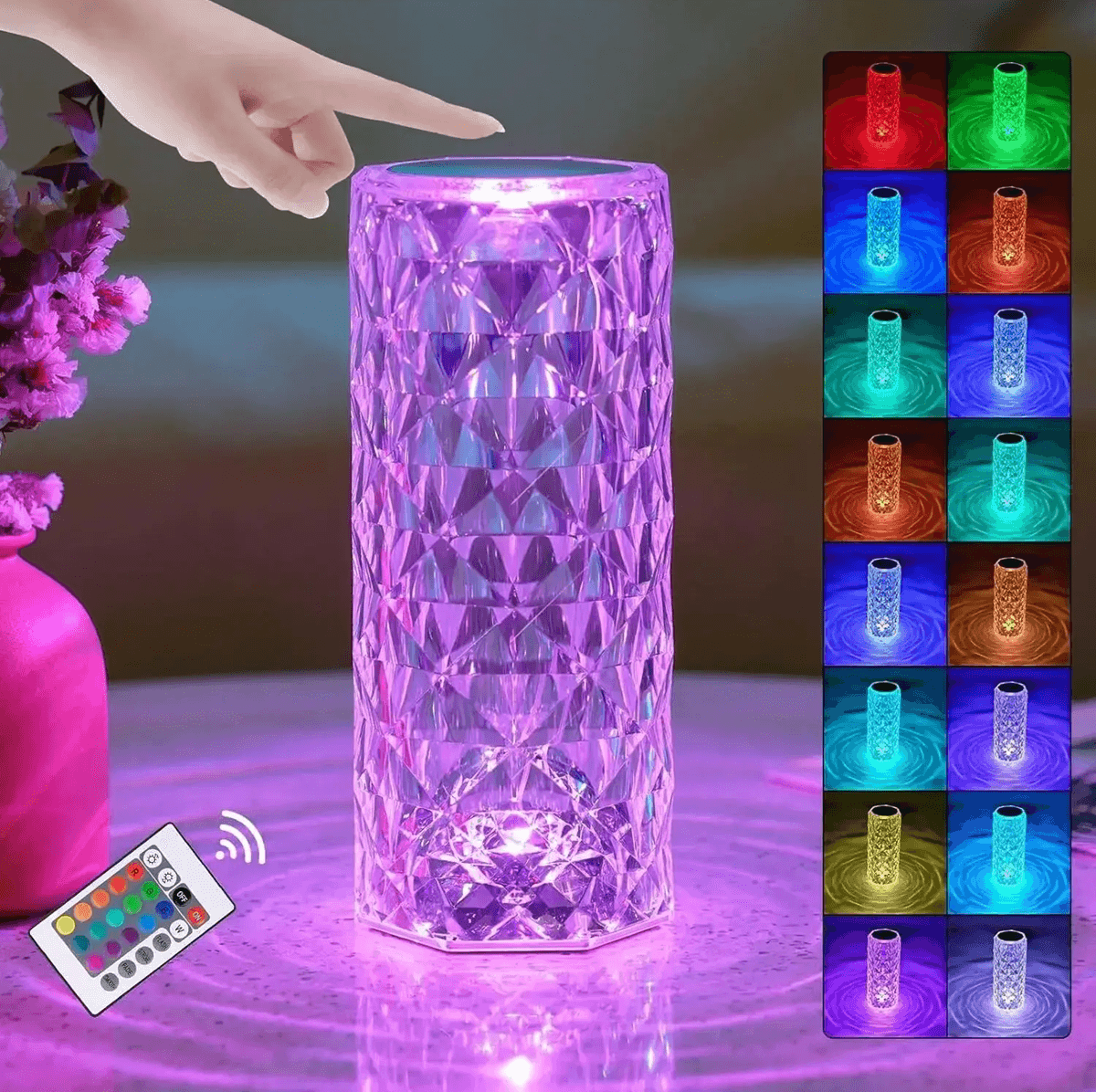 16 color rose crystal touch lamp romantic bedside night light