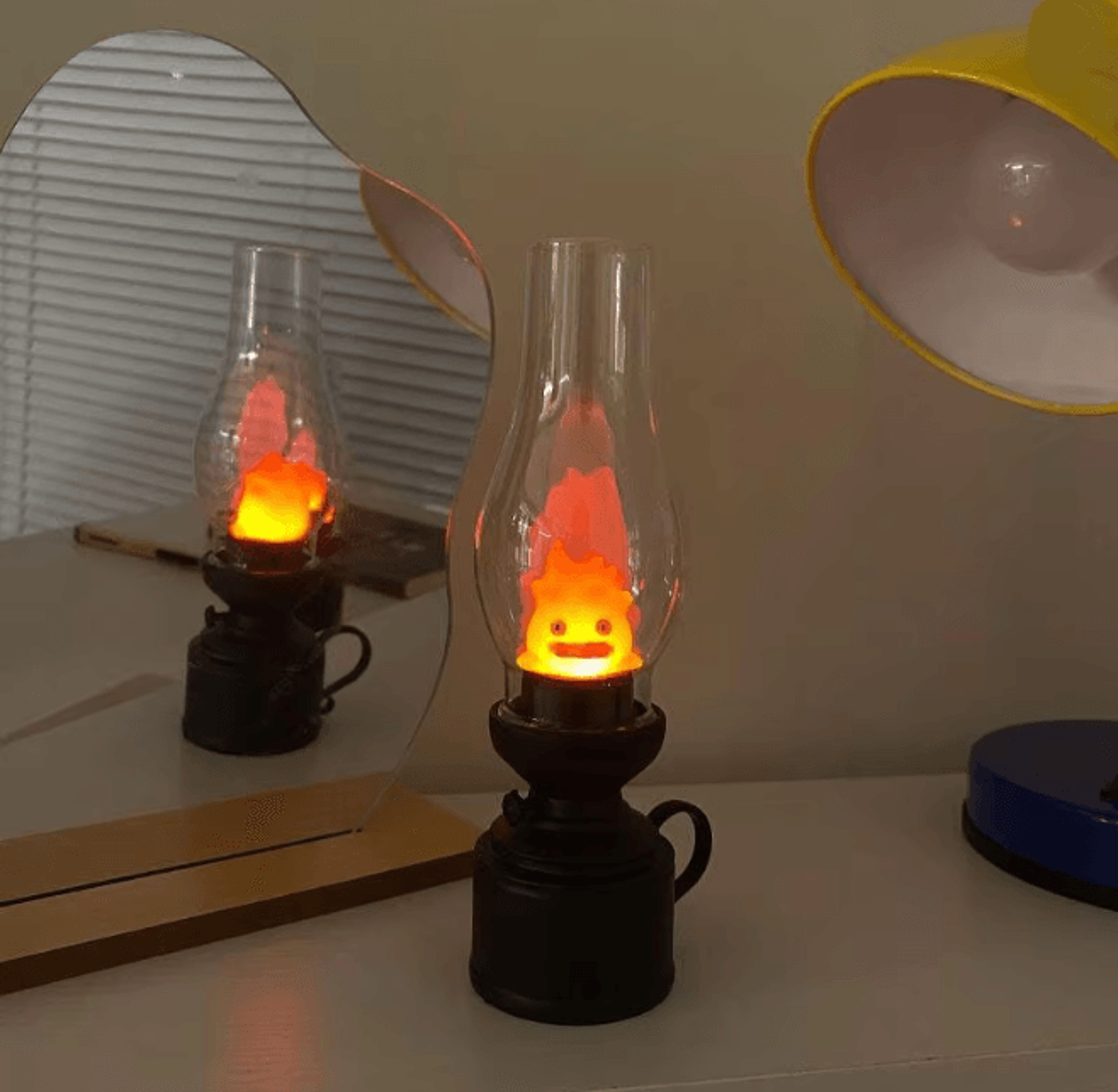 calcifer flameless night light retro anime decorative table lamp