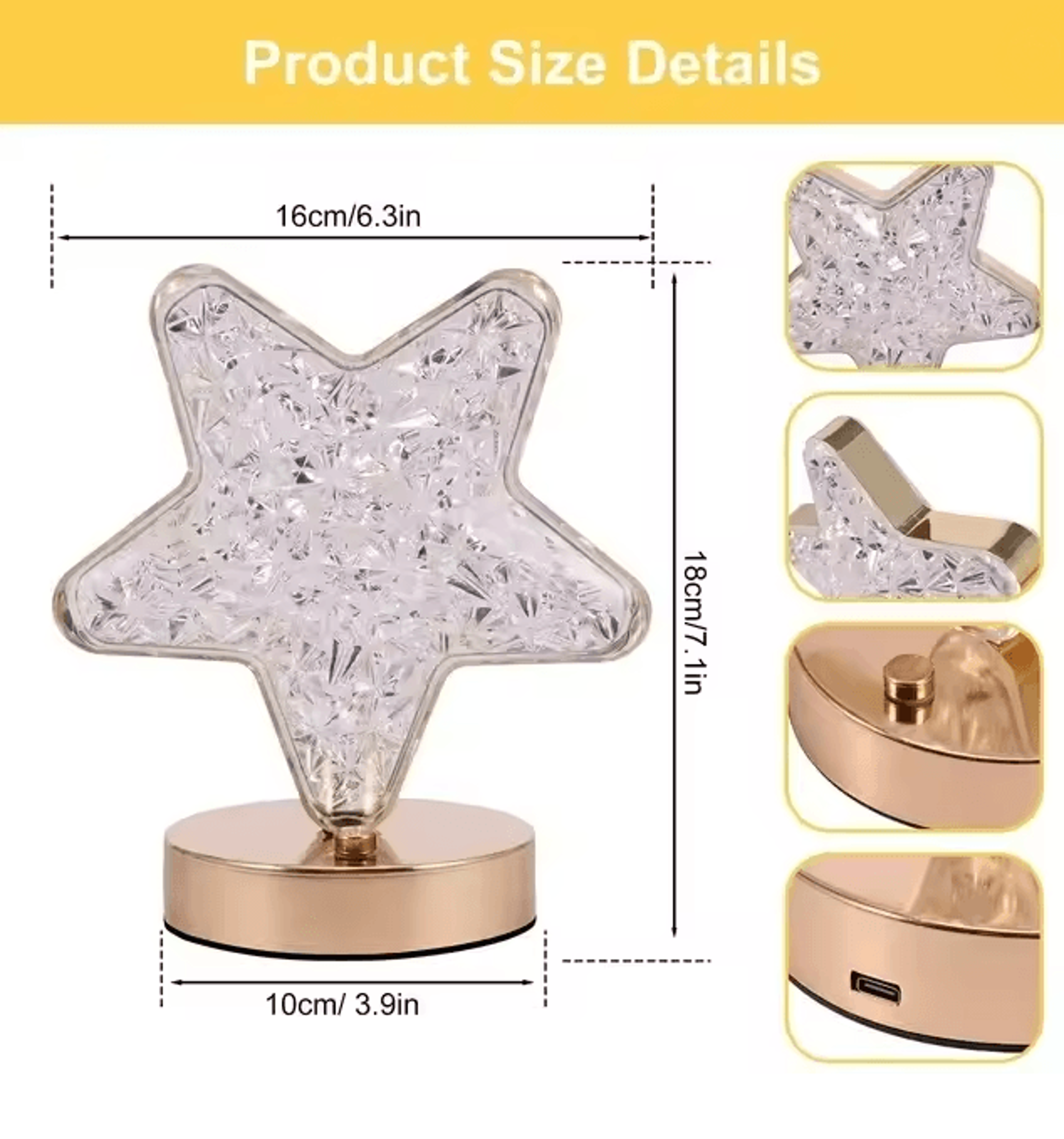 Bedroom Crystal Touch Dimming Night Light Girls Room Home Decor Aesthetics USB Bedside LED Ambient  5