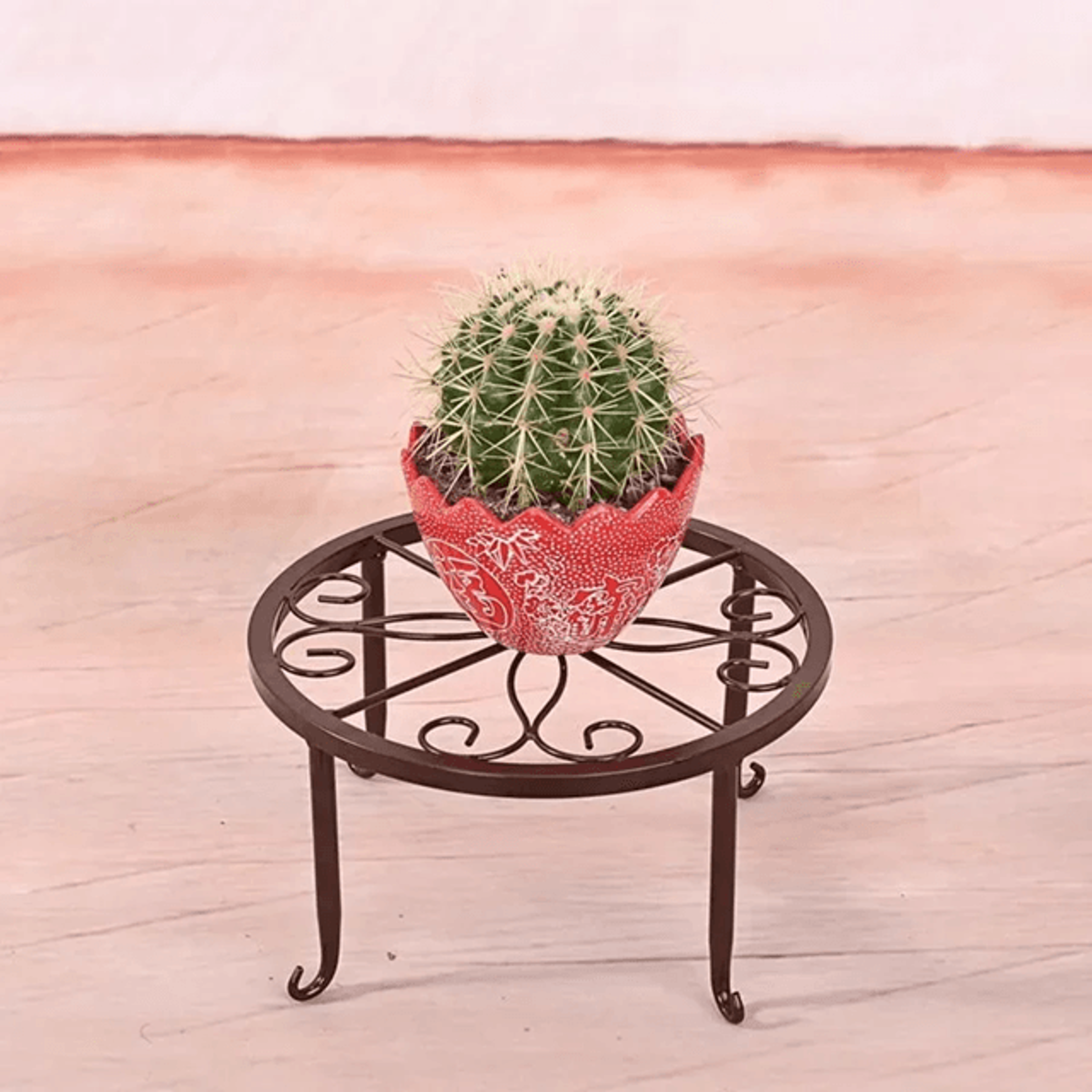 retro wrought iron plant stand for indoor and outdoor display