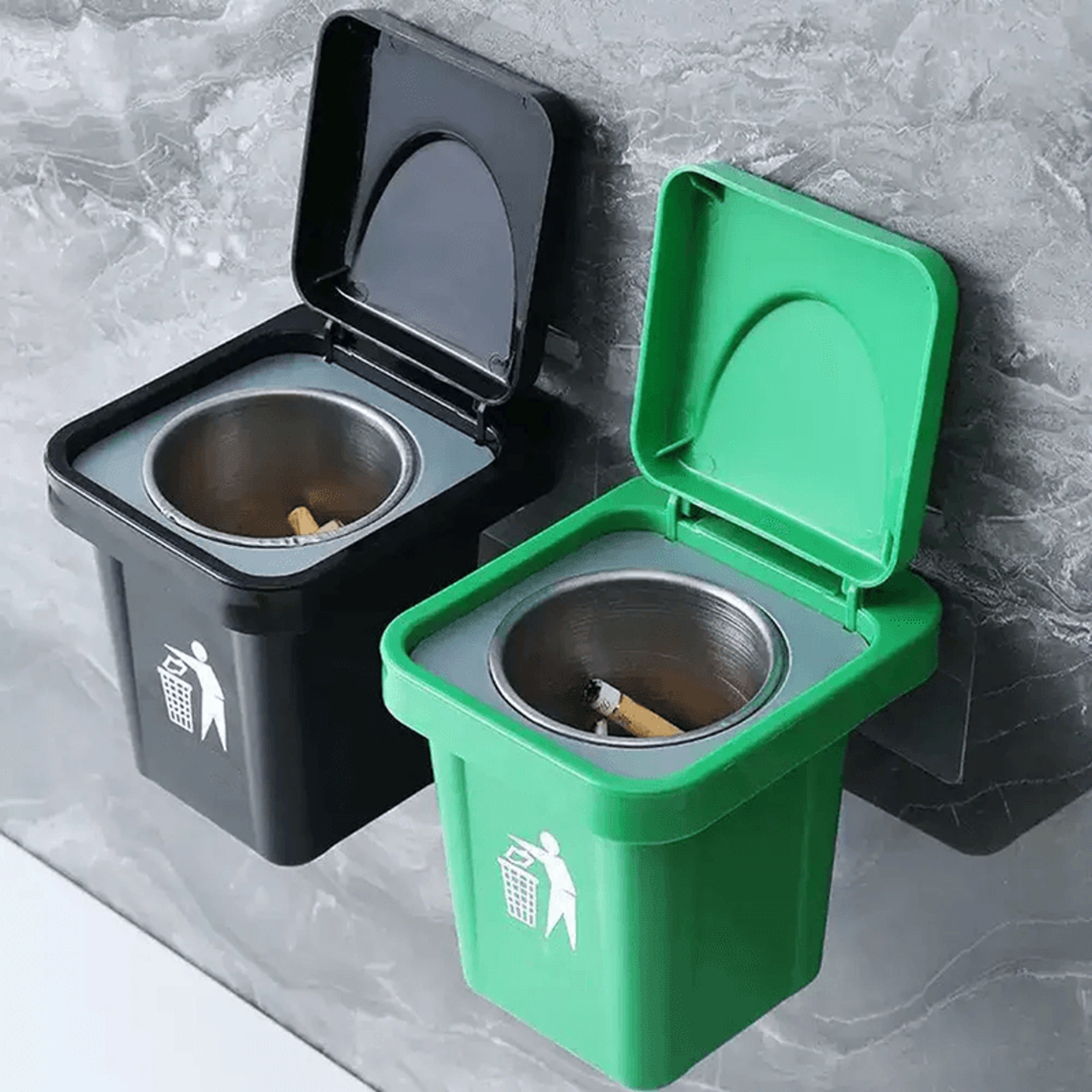 Wall Mounted Ashtray With Hole Free Adhesive Design 1
