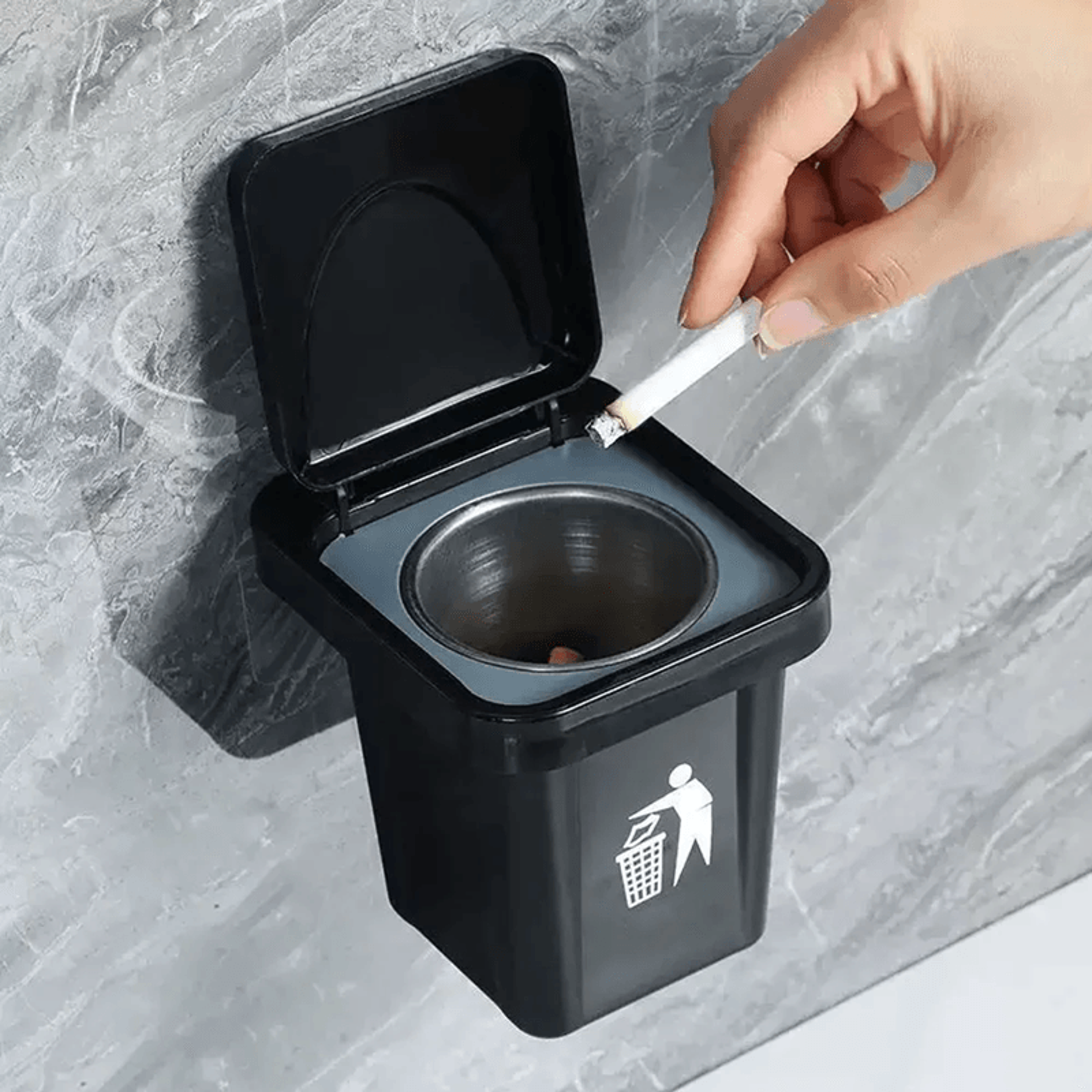 Wall Mounted Ashtray With Hole Free Adhesive Design 3