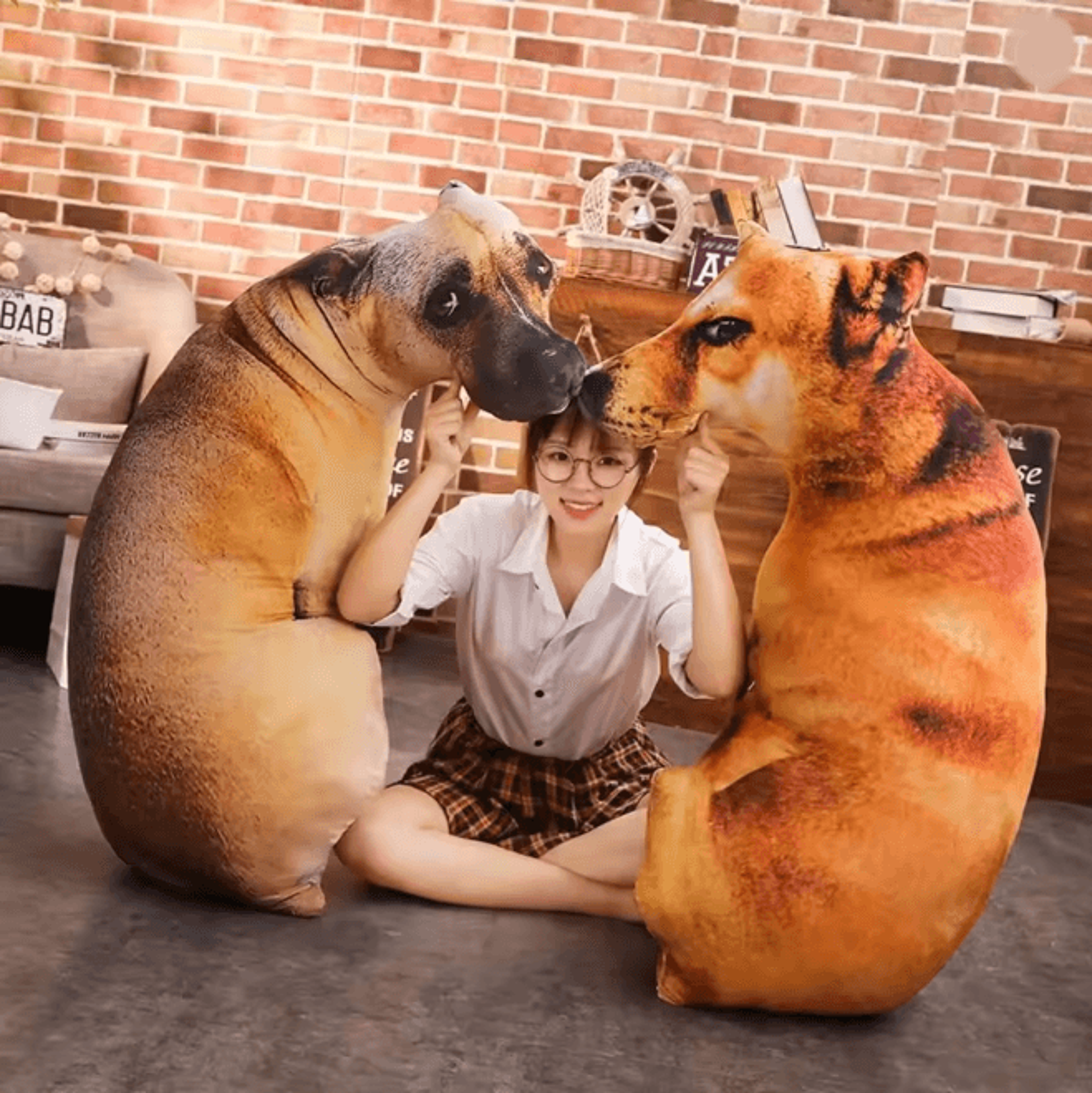 3D Lifelike Dog Head Throw Pillow Cute Animal Cushion Decor 2