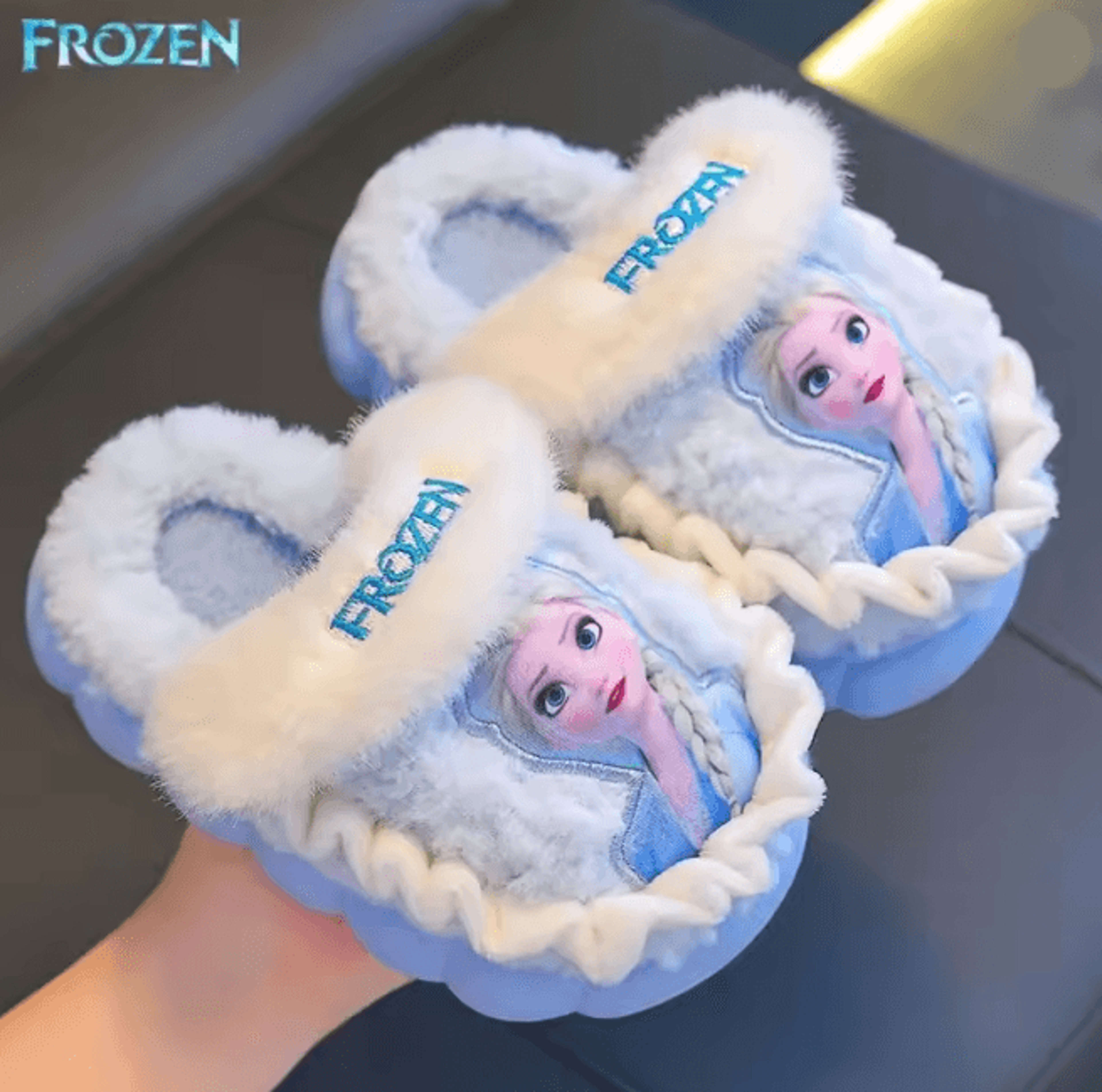 elsa frozen kids cotton slippers warm non slip winter house shoes