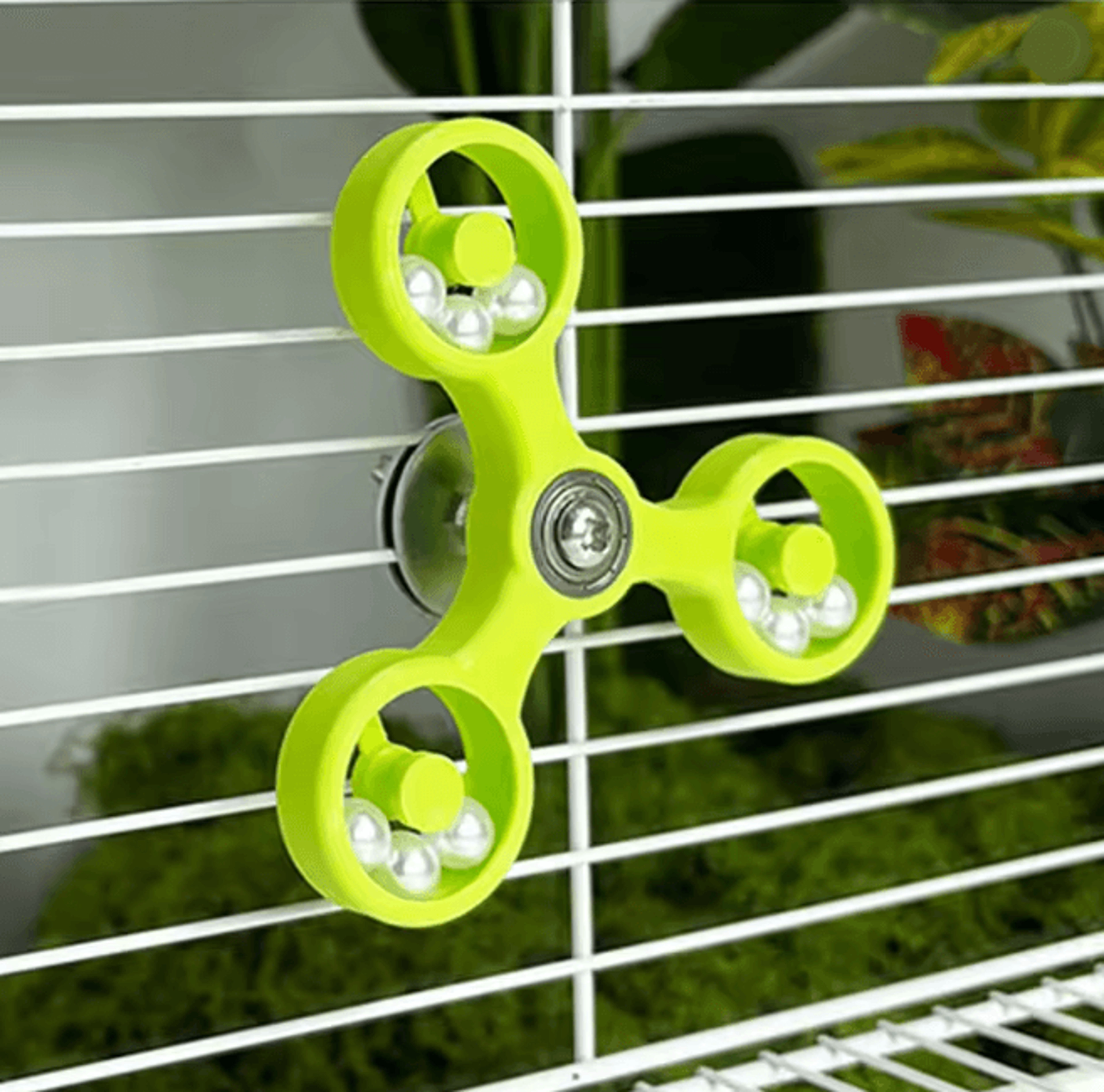 interactive rotating parrot toy for bird cage mental stimulation
