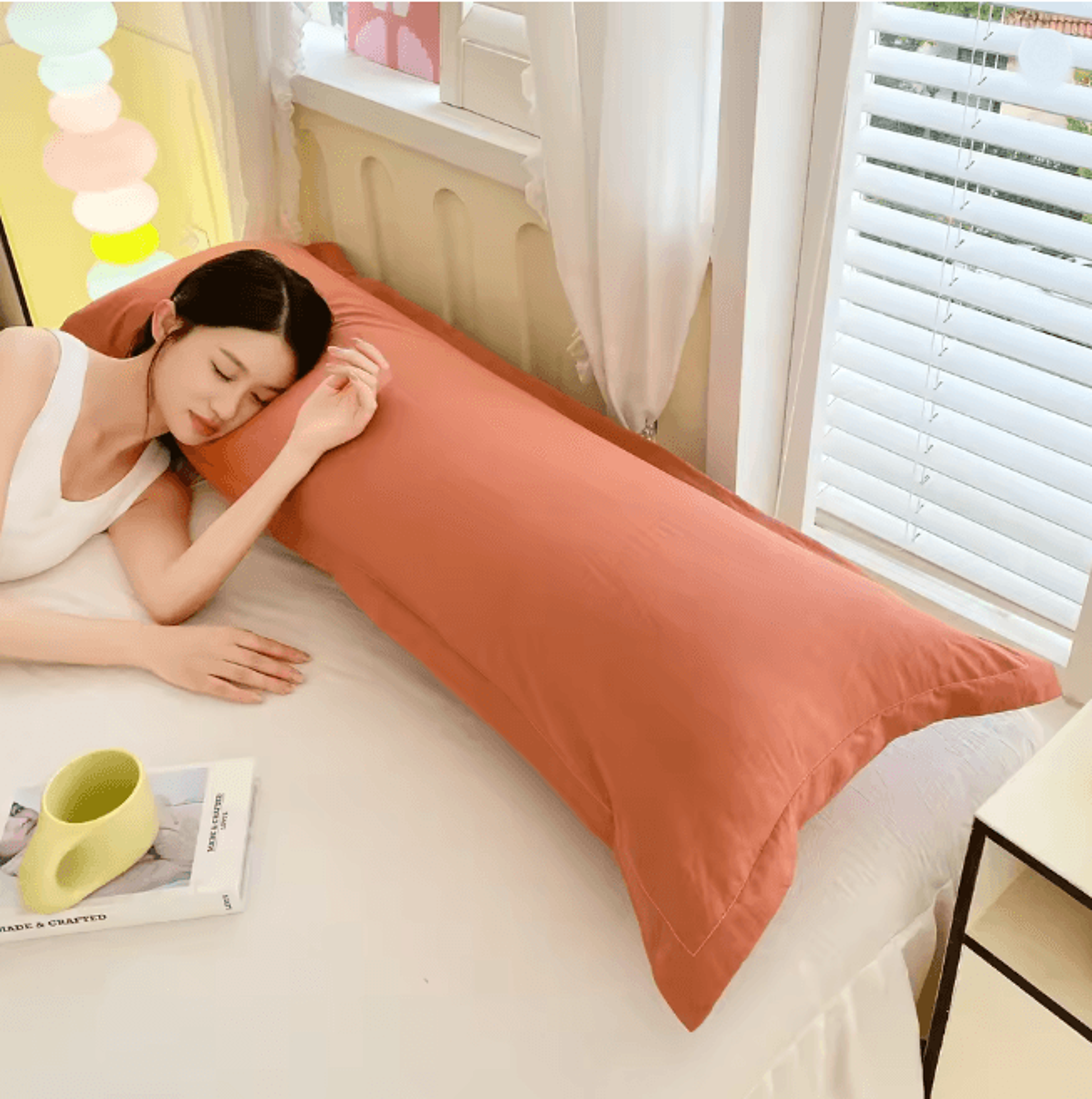 Ultra Soft Washed Long Body Pillowcase For Couples Extra Long Solid Color Pillow Cover 5