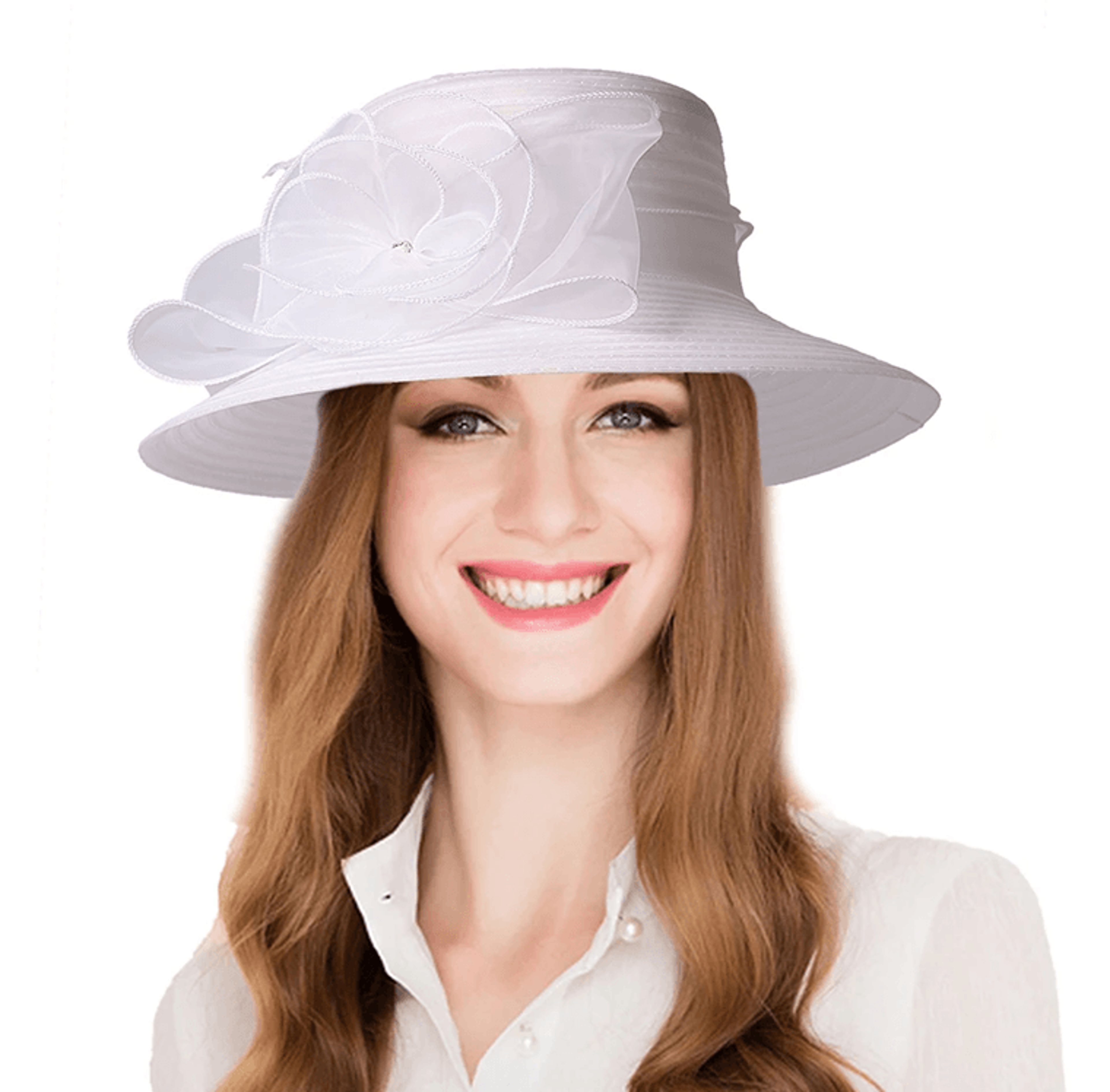 Elegant Wide Brim Church Hat For Women Floral Royal Wedding Sun Hat 1