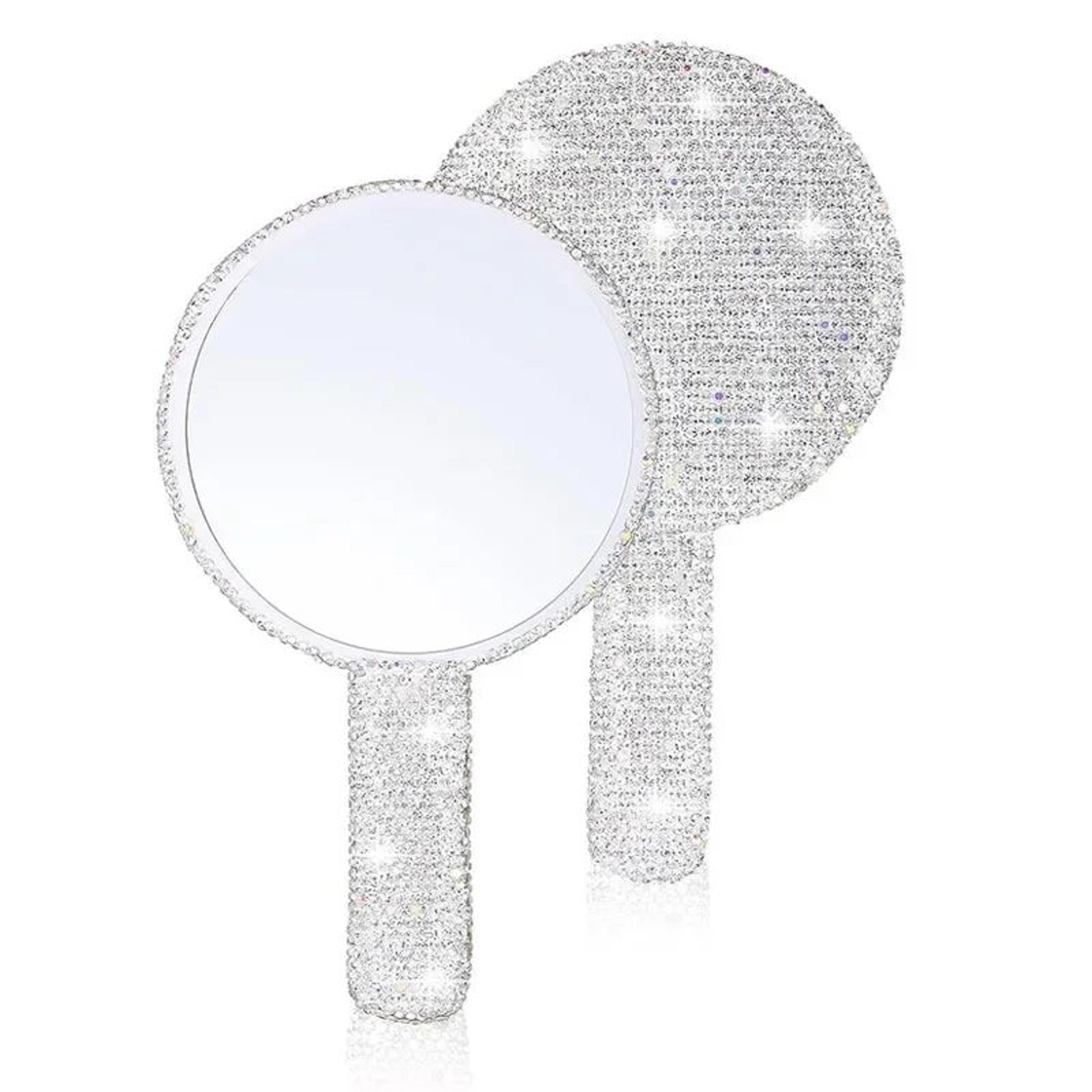 Diamond Handle Handheld Makeup Mirror Luxury Beauty Vanity Mirror For Salon And Travel 9