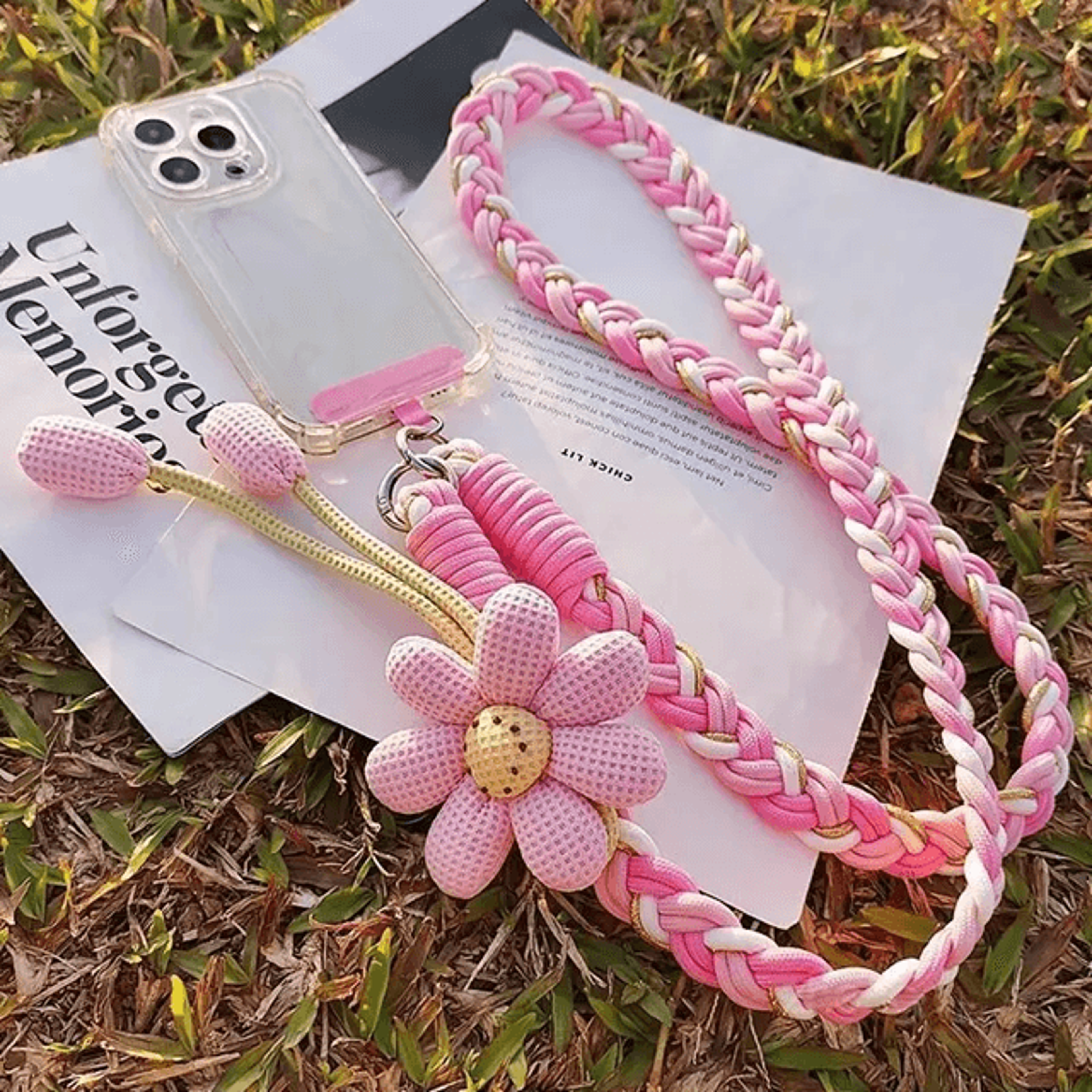 floral braided crossbody phone lanyard adjustable universal phone strap