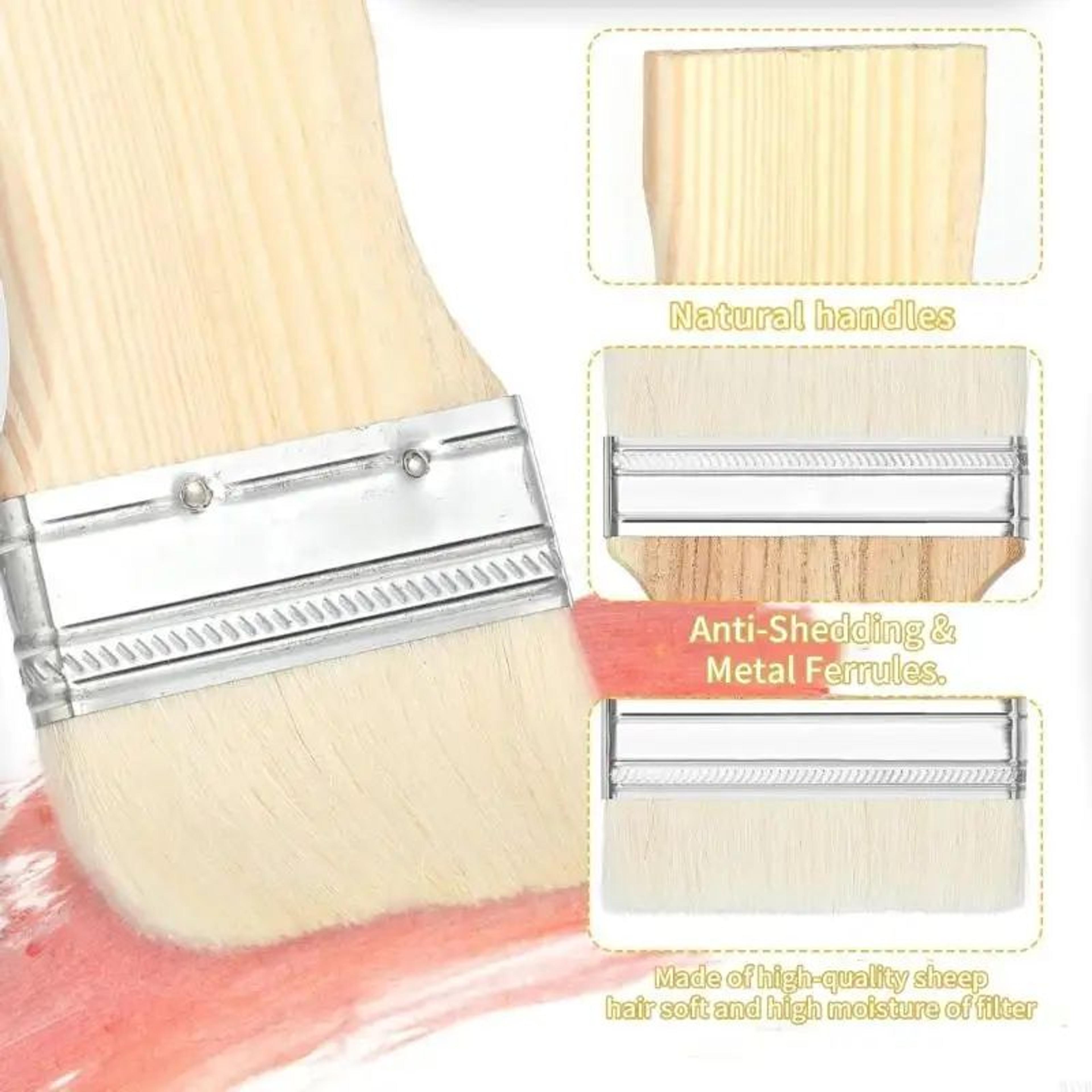 ProEdge 4 Piece Flat Paint Brush Set Wool Bristle Brushes For Acrylic And Oil Painting 2