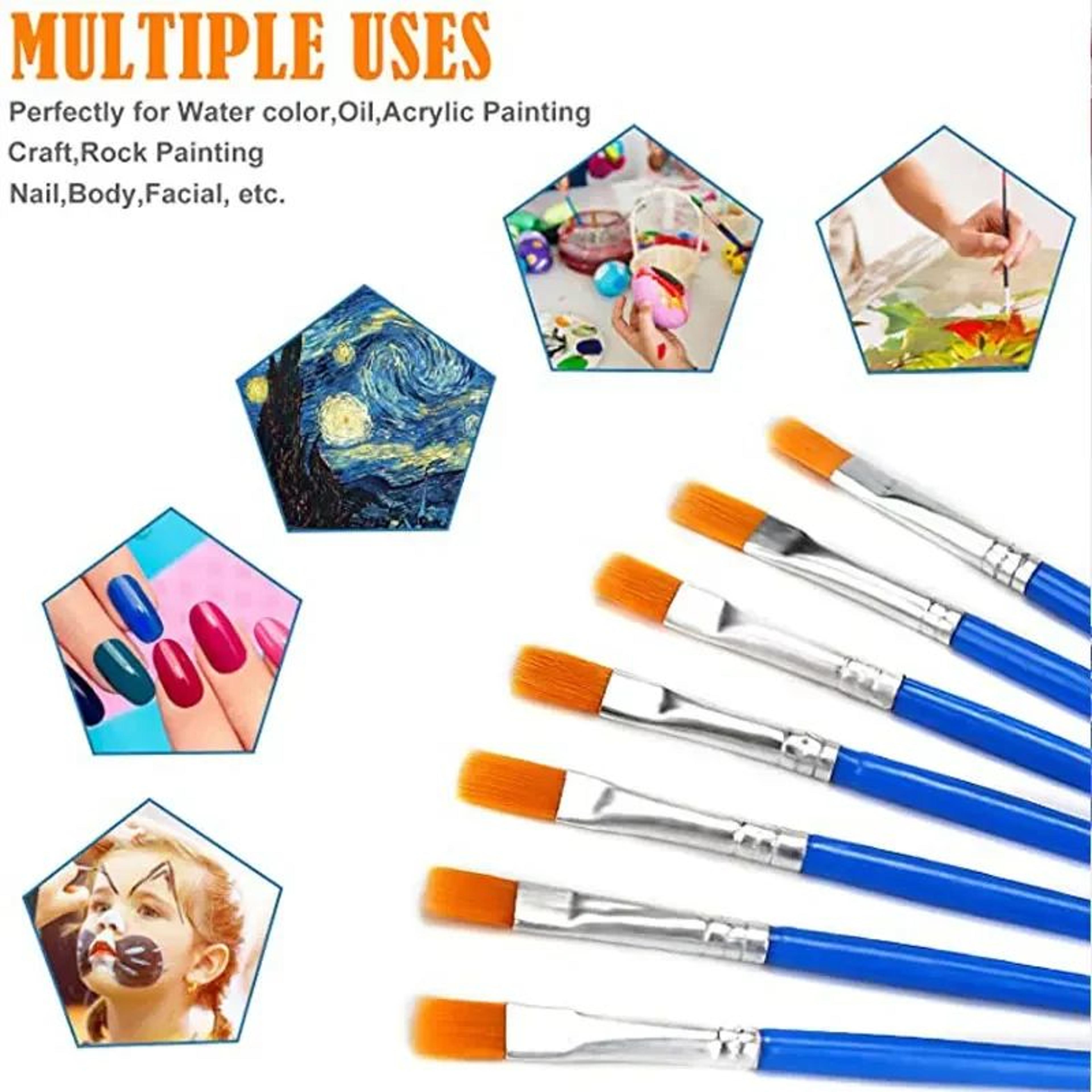 MasterArt 50 Piece Paint Brush Set Nylon Brushes For Acrylic Watercolor And Oil Painting 5