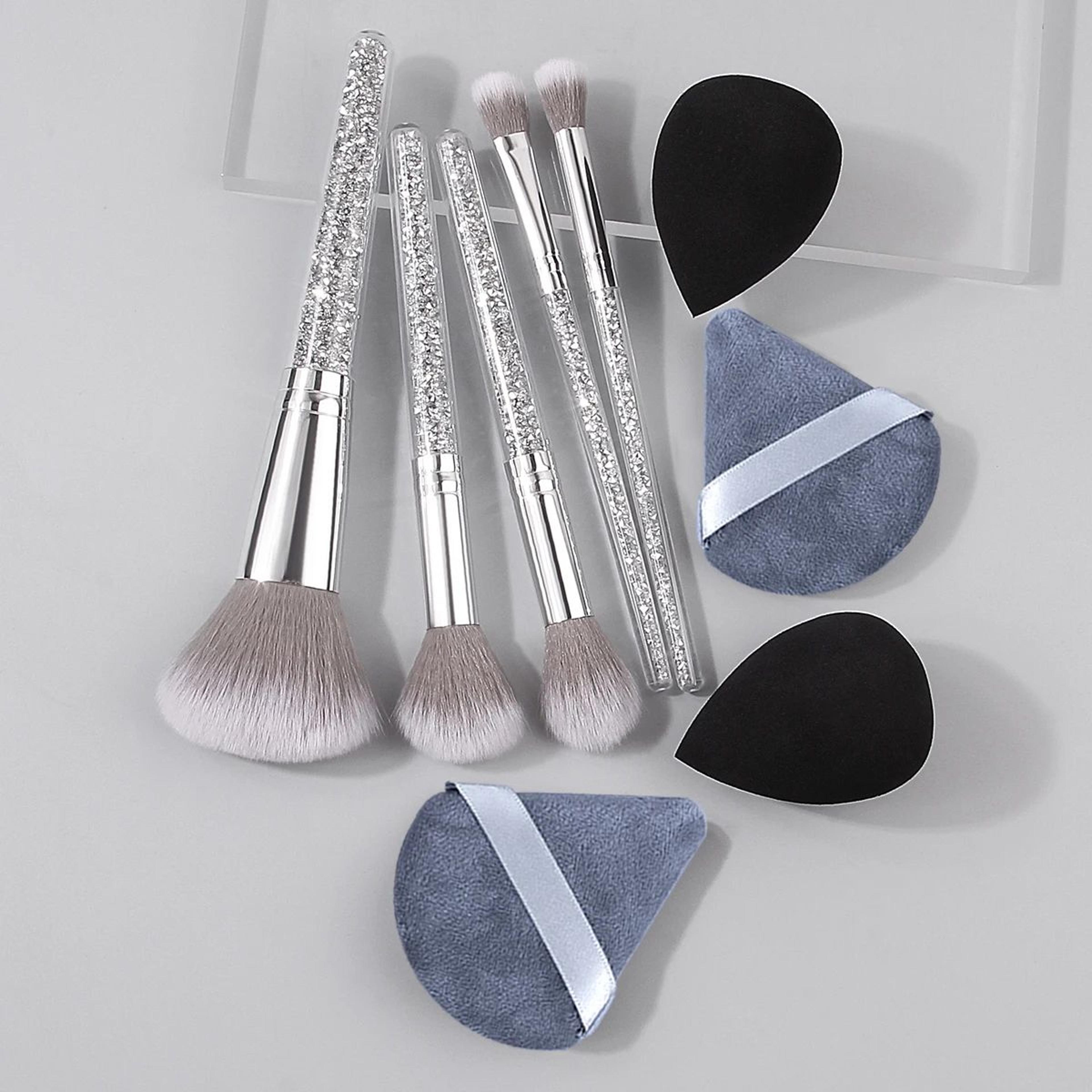 diamond handle makeup brush and sponge set for flawless blending and contouring