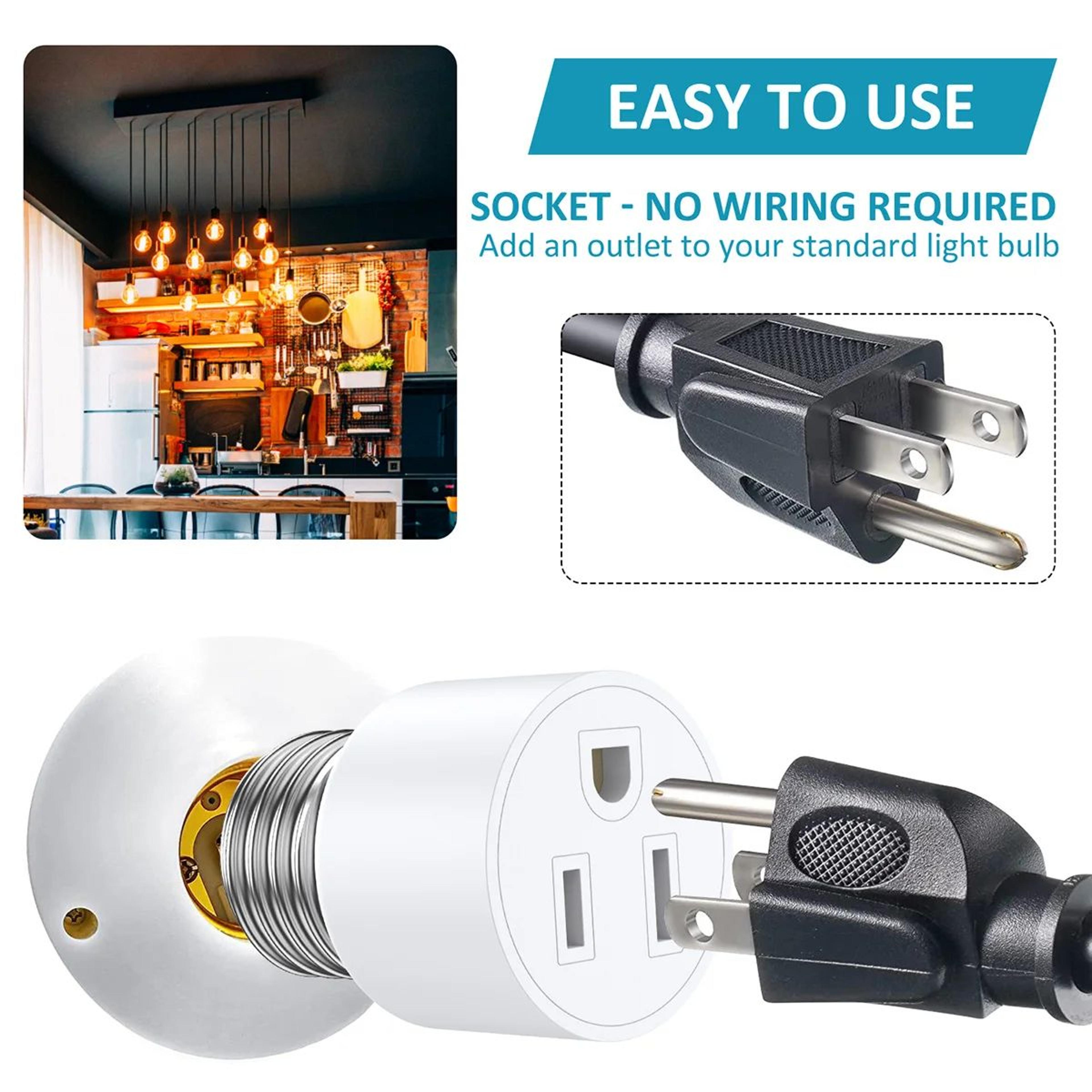 PowerConvert Light Socket Adapter Plug For E26 E27 Bulbs 3