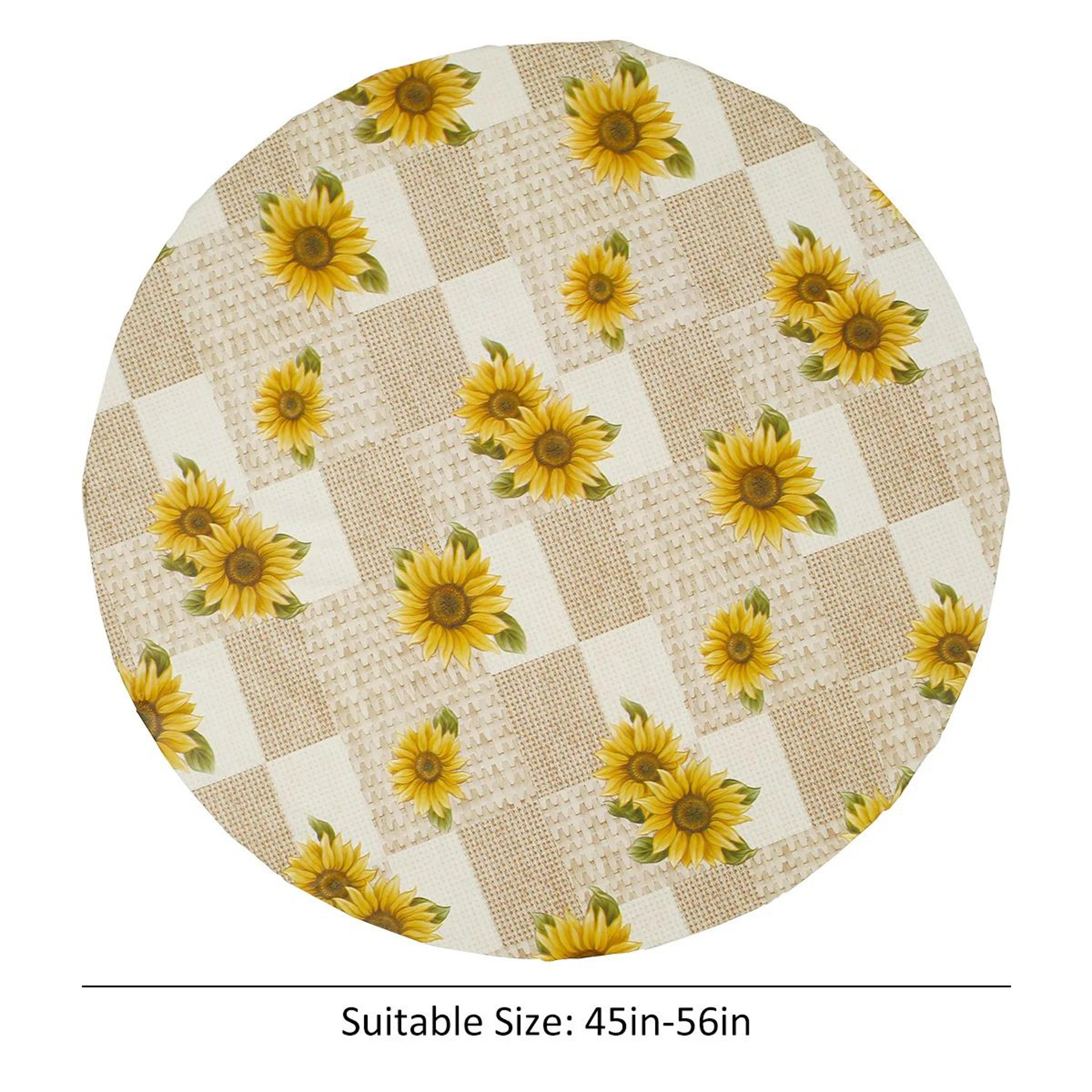 Waterproof Round Tablecloth Elastic Fixation Edged PVC Table Cover Flannel Backed Table Pad OilProo 9