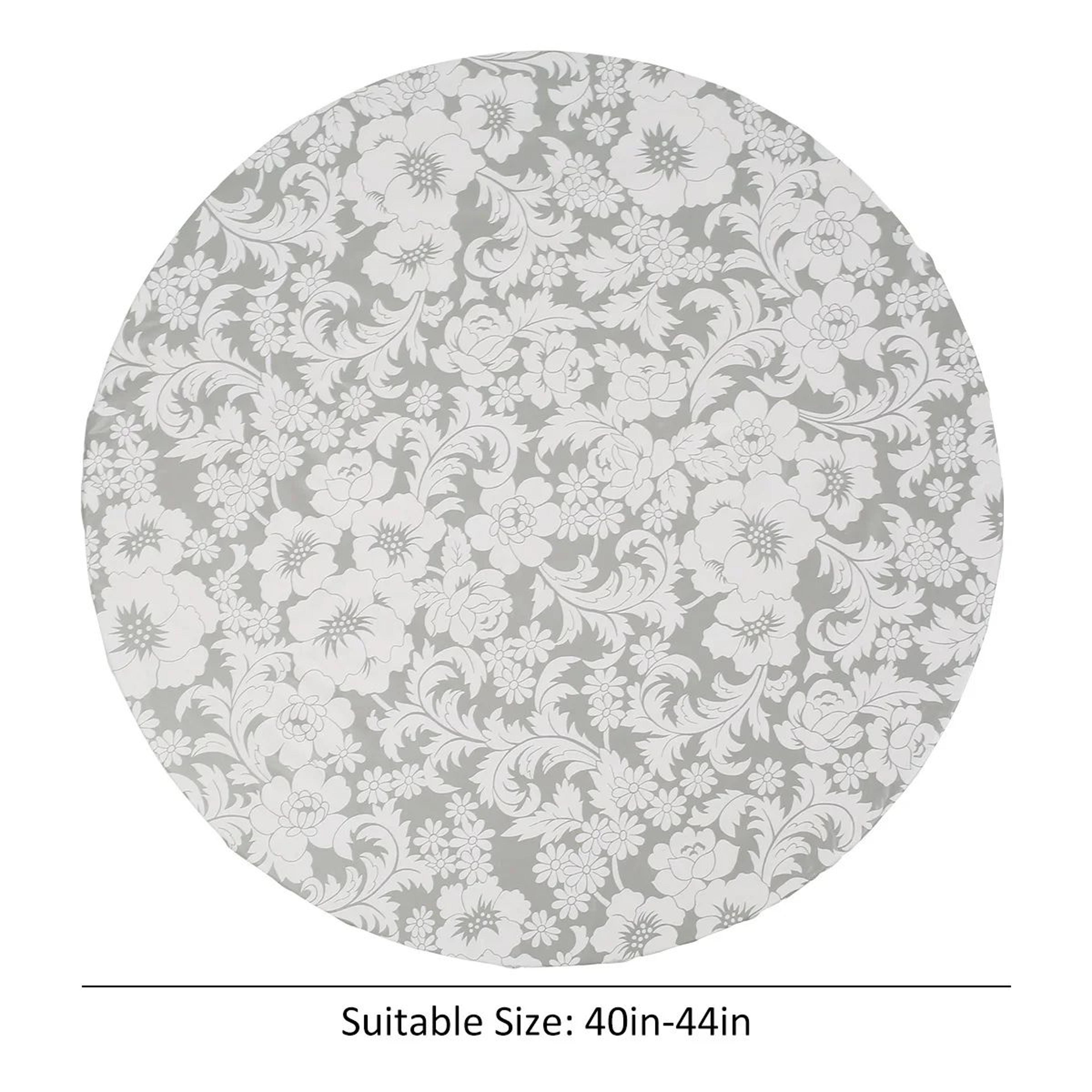 Waterproof Round Tablecloth Elastic Fixation Edged PVC Table Cover Flannel Backed Table Pad OilProo 7