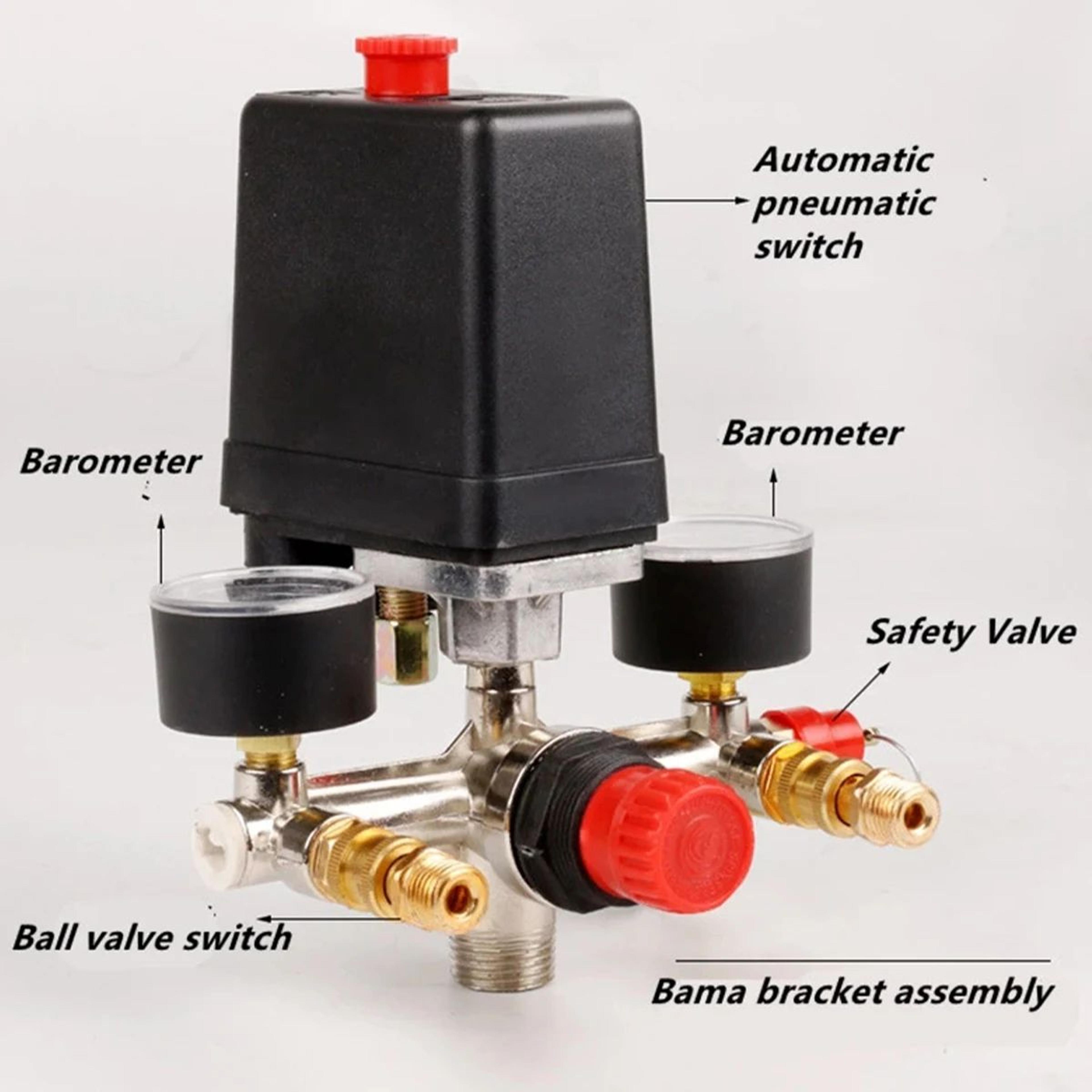 Air Compressor Pressure Switch Control Manifold With Regulator And Gauges 2