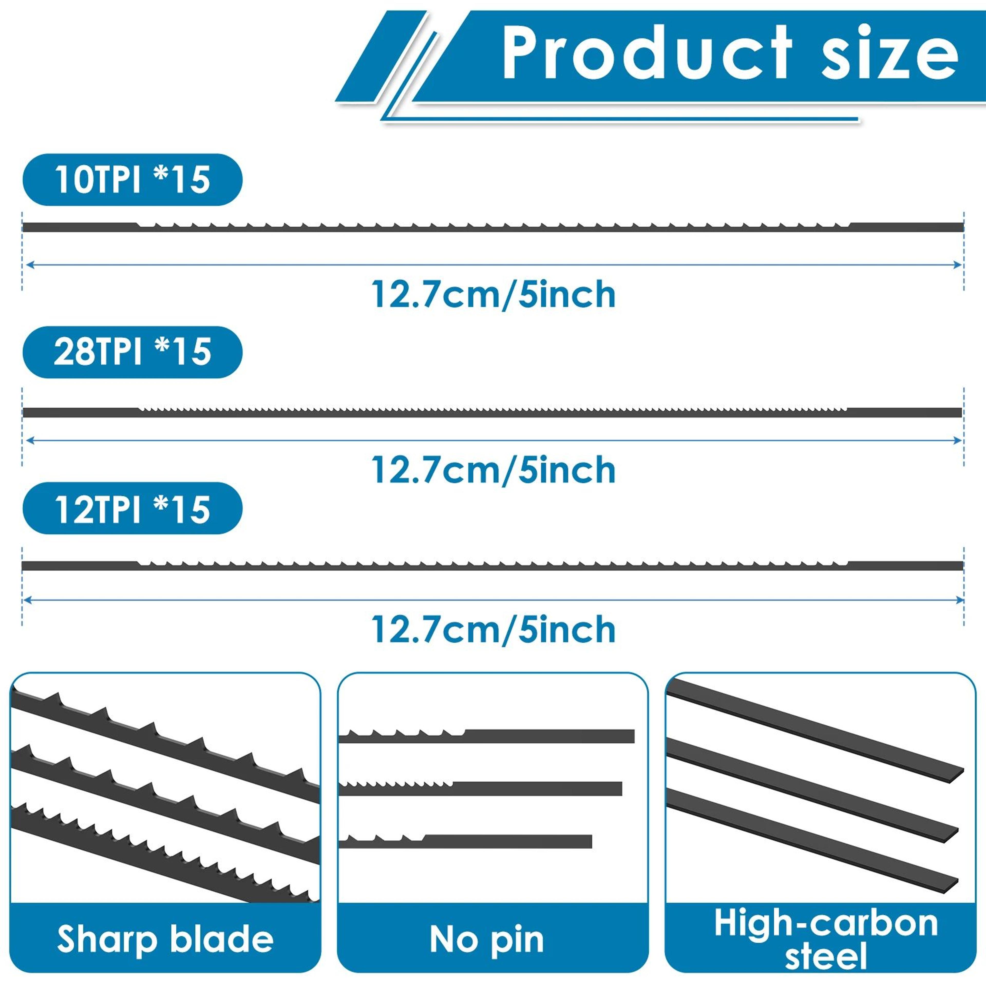 60 Piece Scroll Saw Blade Set 5 Inch Fine Cut Woodworking Blades For Precision Cutting 6