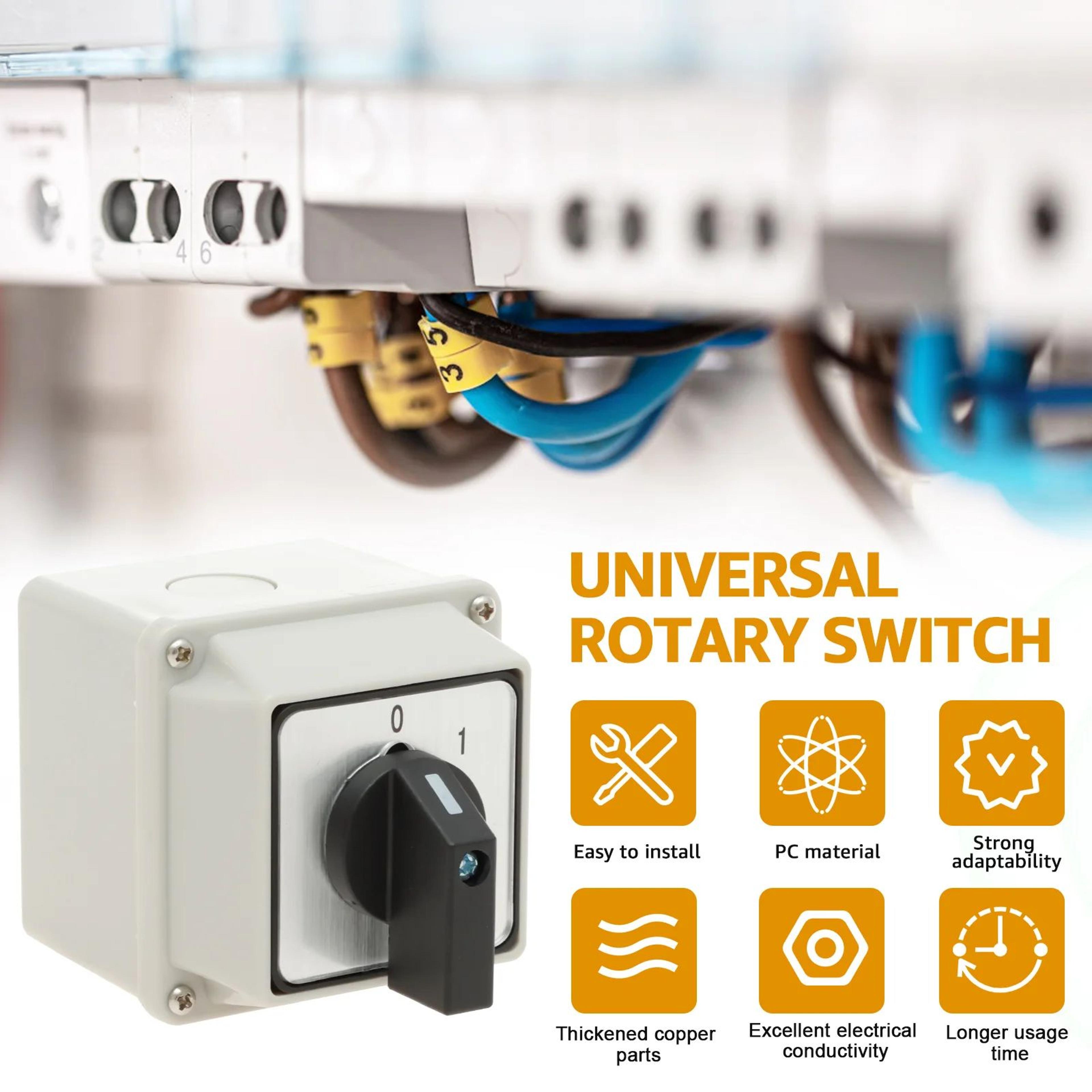 Waterproof Rotary Switch 220V ON OFF Power Control Box Flame Retardant Safety Switch 1
