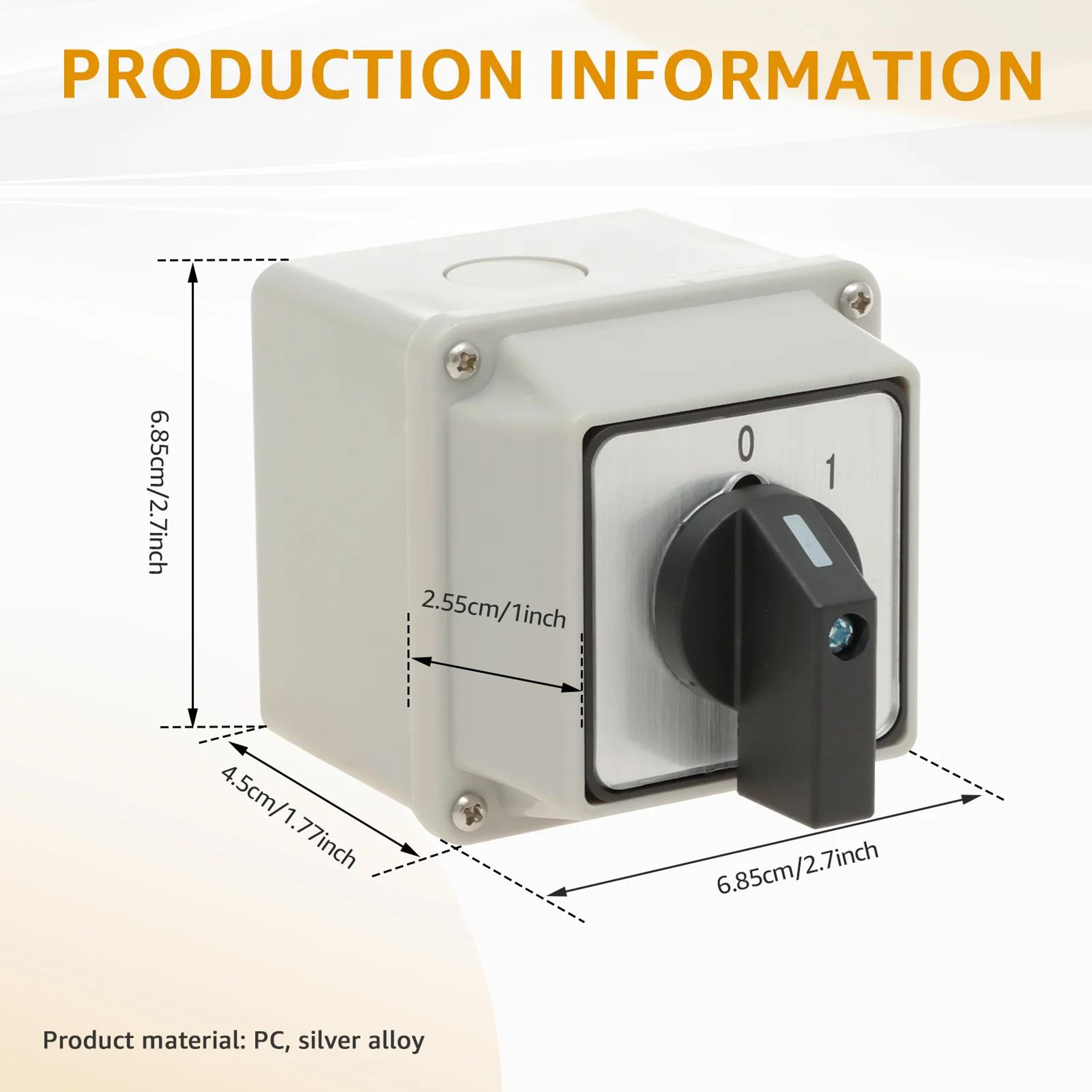 Waterproof Rotary Switch 220V ON OFF Power Control Box Flame Retardant Safety Switch 6