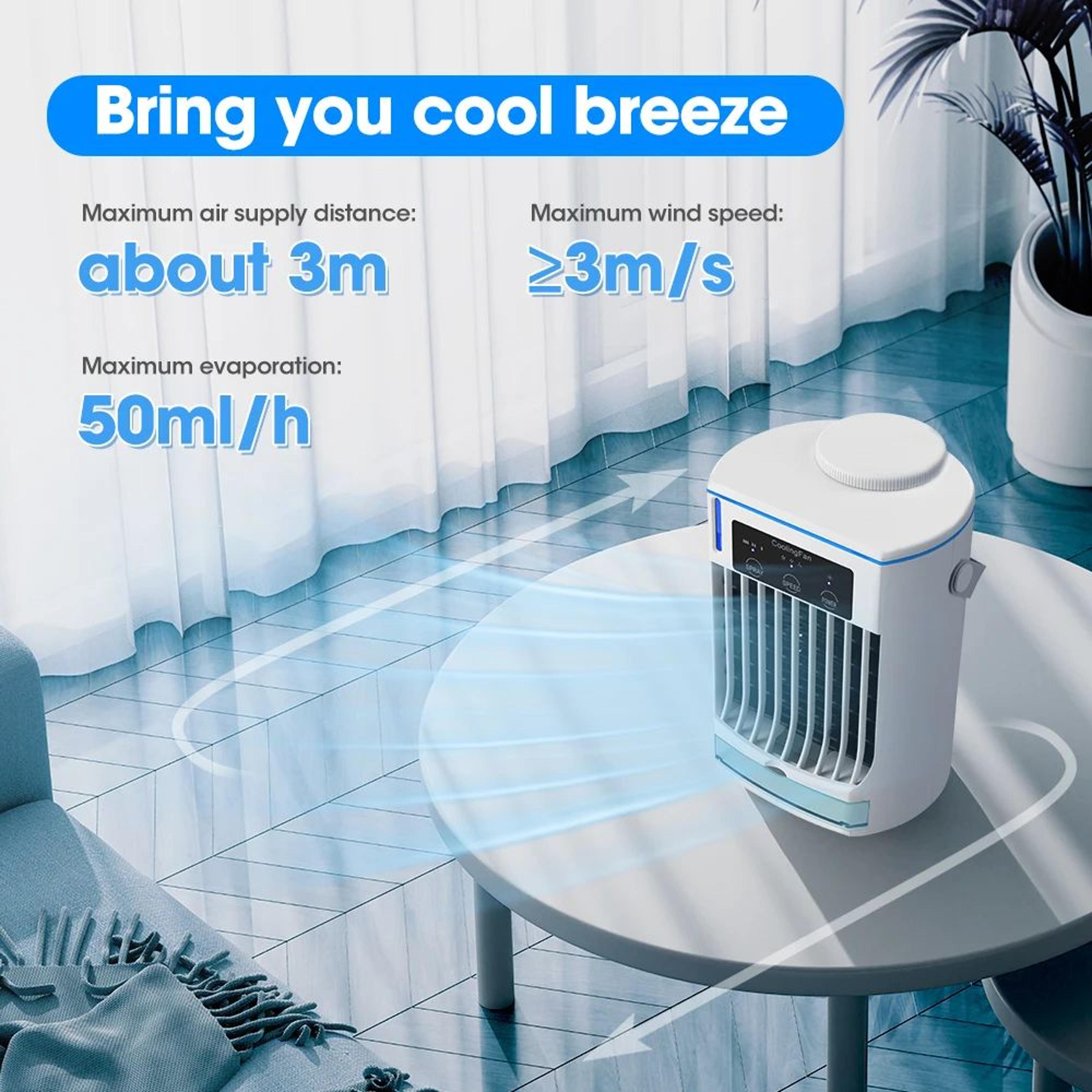 Portable Mini Air Conditioner USB Air Cooler Fan With Humidifier And Ice Cooling 5