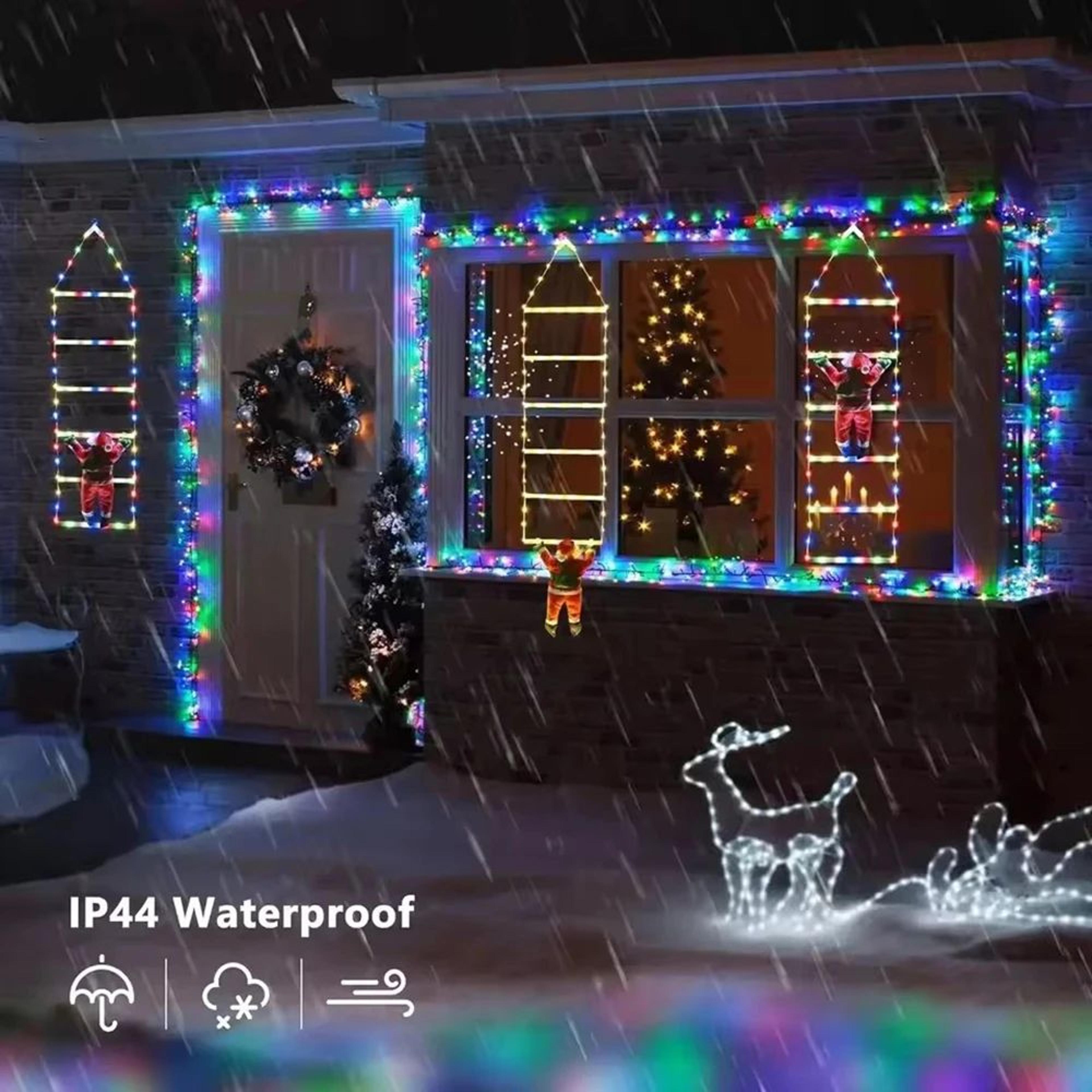 Santa Climbing Ladder Christmas Lights Waterproof Holiday Decoration For Indoor Outdoor 3