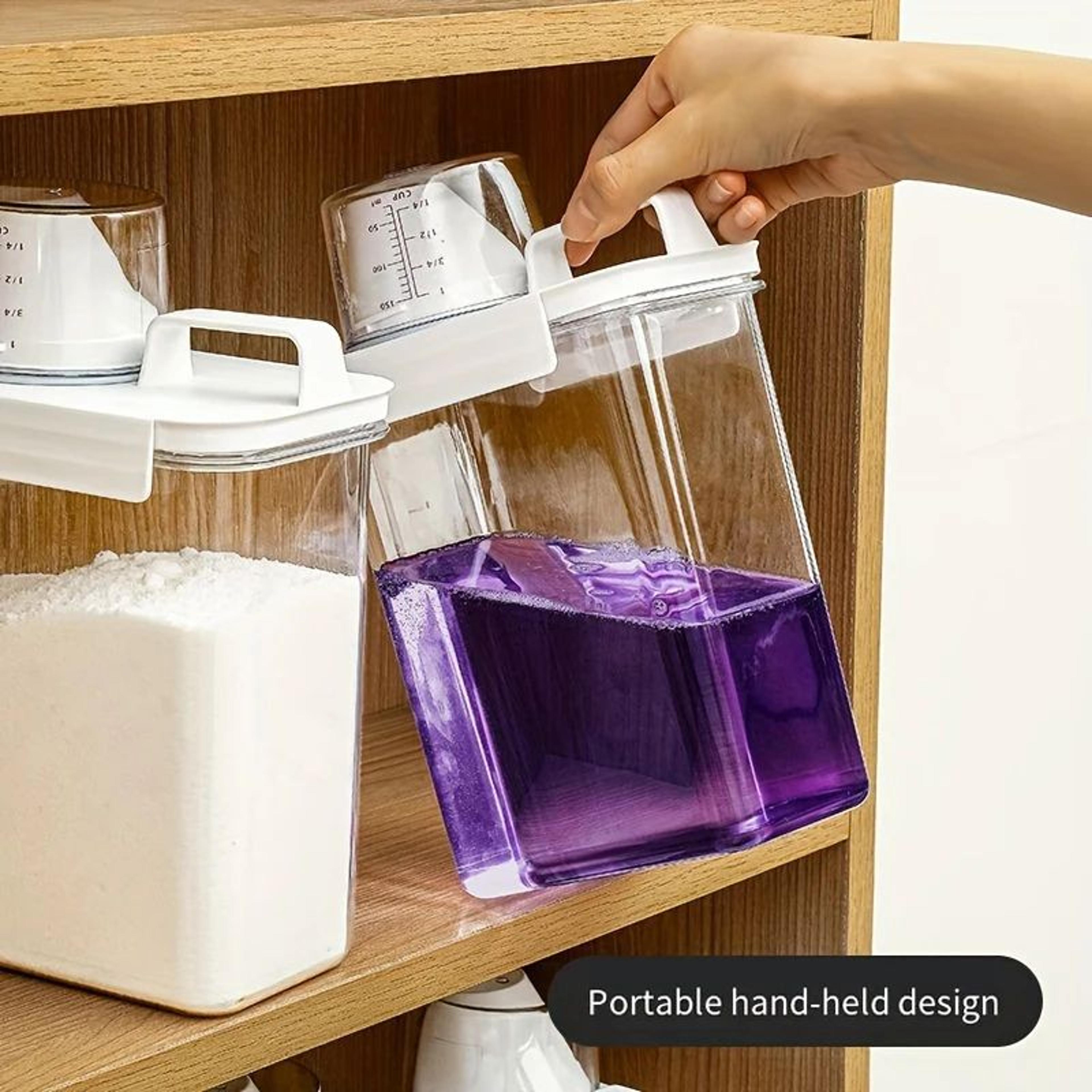 Airtight Laundry Detergent Storage Container With Measuring Cup 1