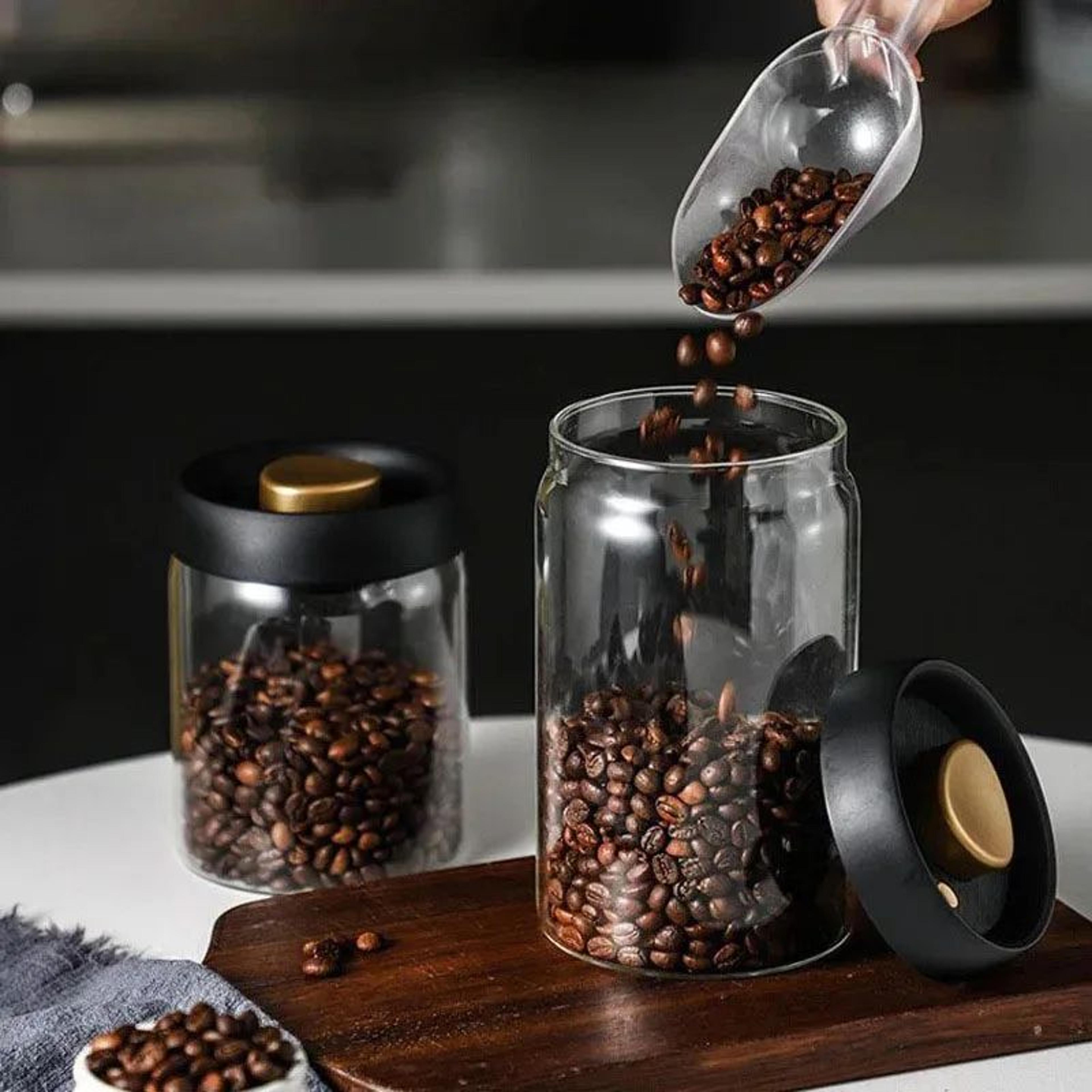 vacuum sealed glass storage jar for coffee beans and food freshness