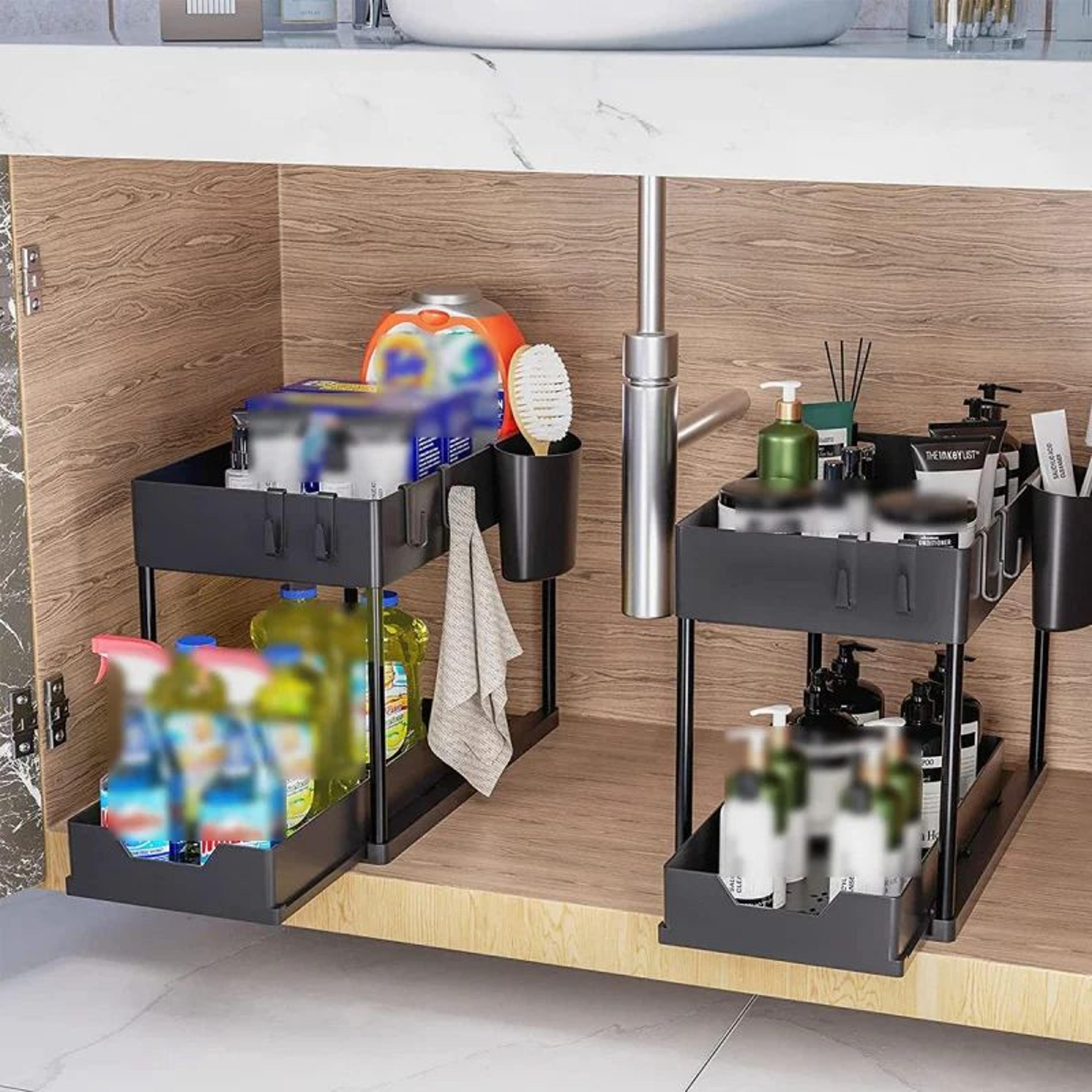 under sink organizer with sliding drawers kitchen cabinet storage rack