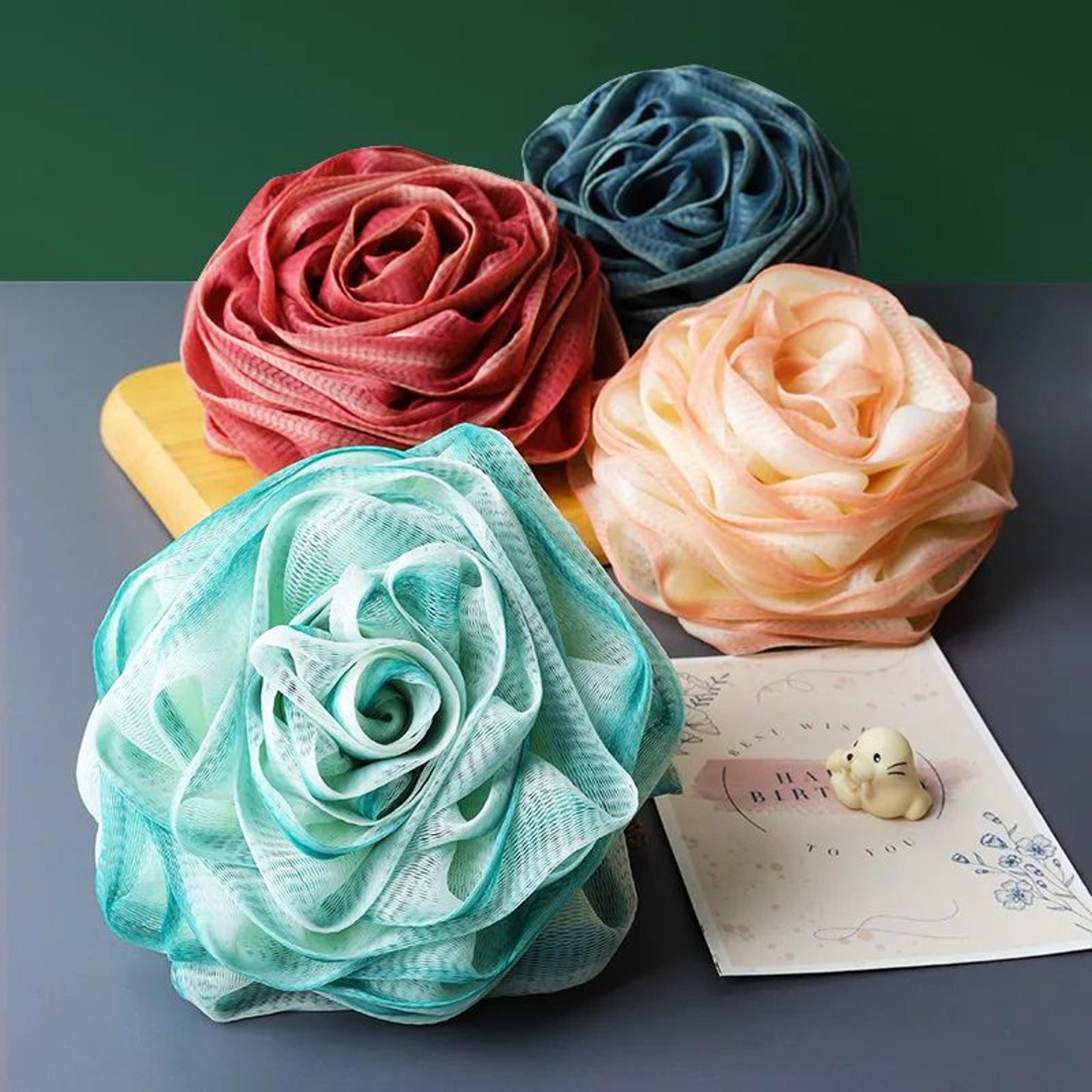Rose Mesh Bath Sponge Exfoliating Shower Loofah Soft Body Cleaning Puff 5
