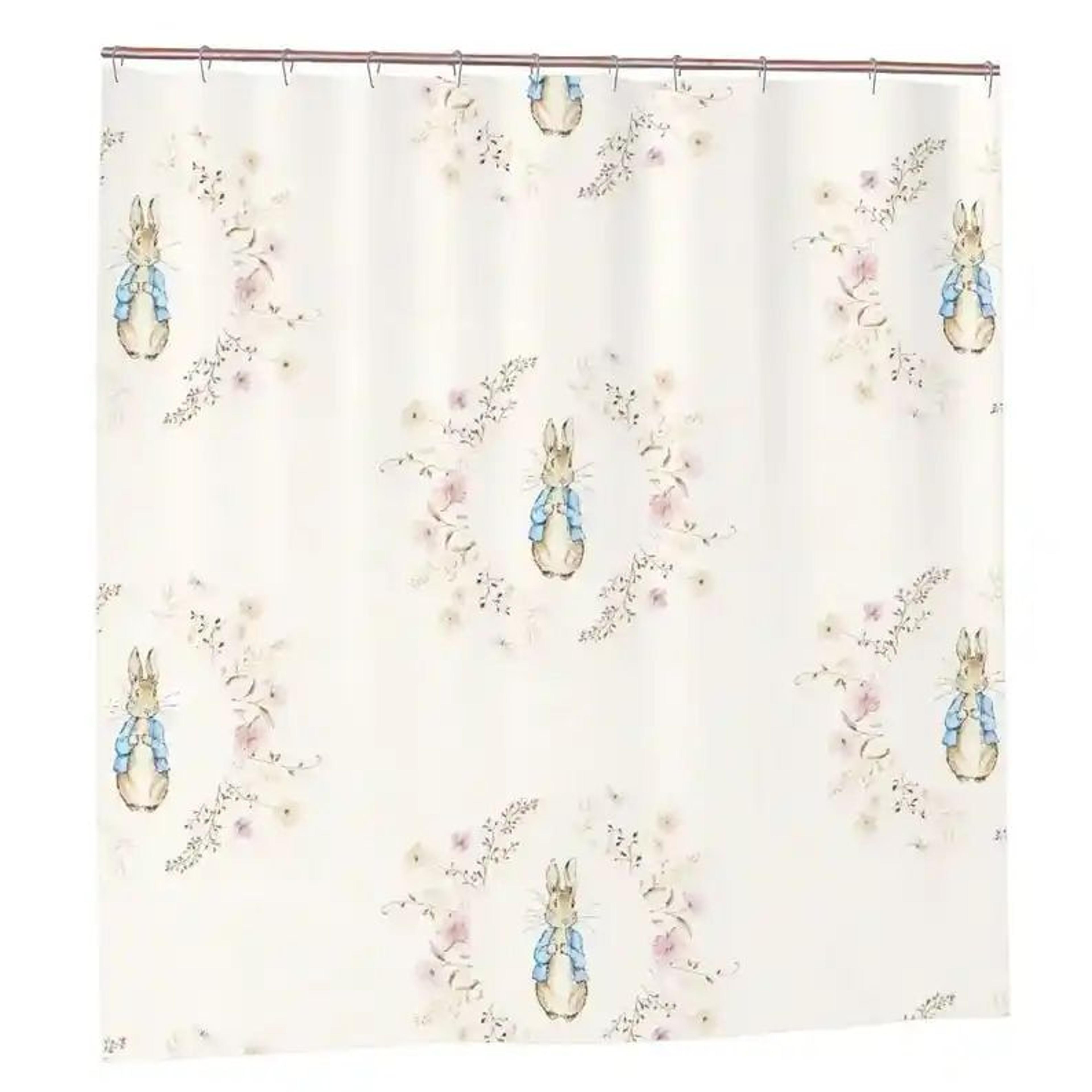 Peter Rabbit Shower Curtain Kids Bathroom Curtain Vintage Floral Decor 3