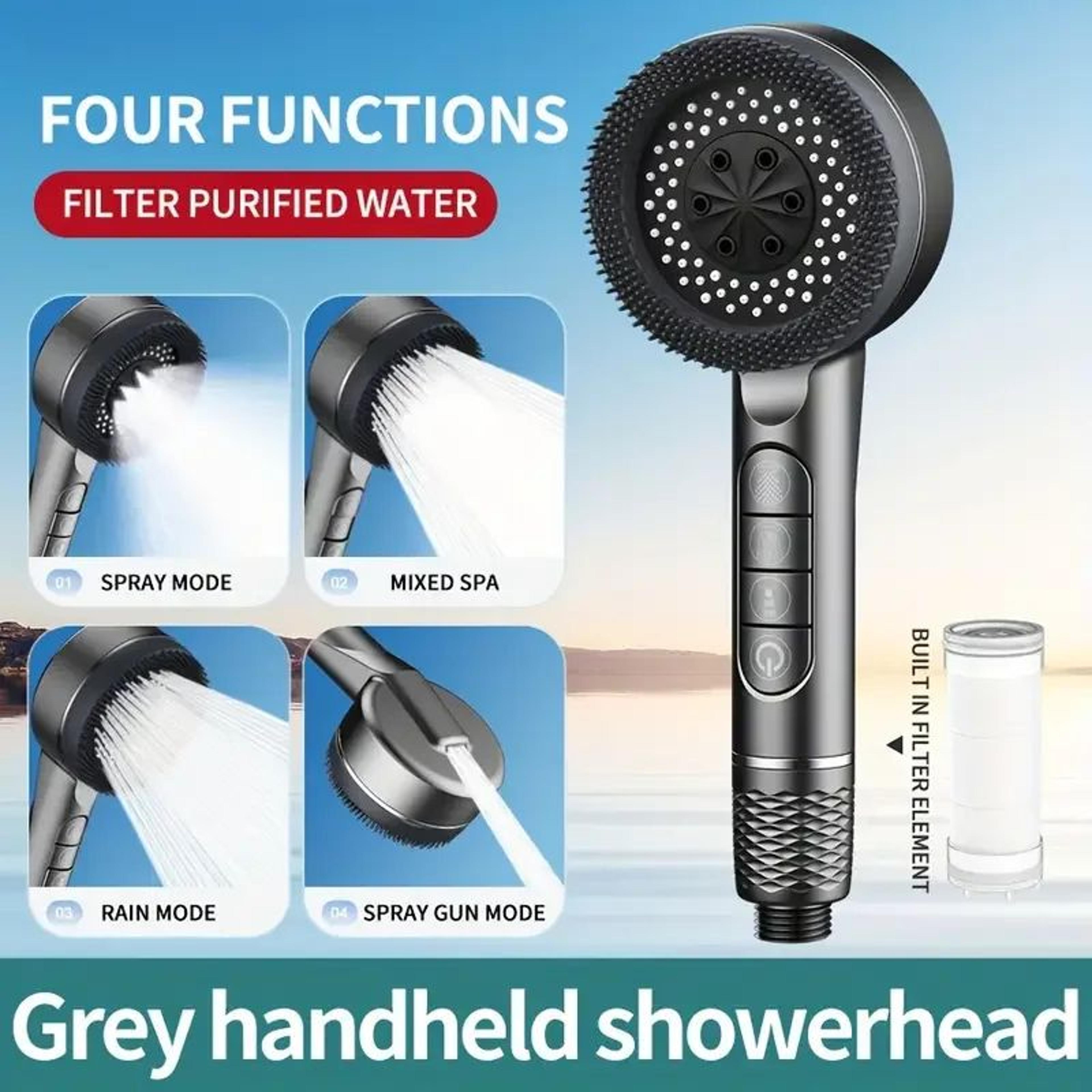 High Pressure Handheld Shower Head 4 Mode Adjustable Bathroom Set 10
