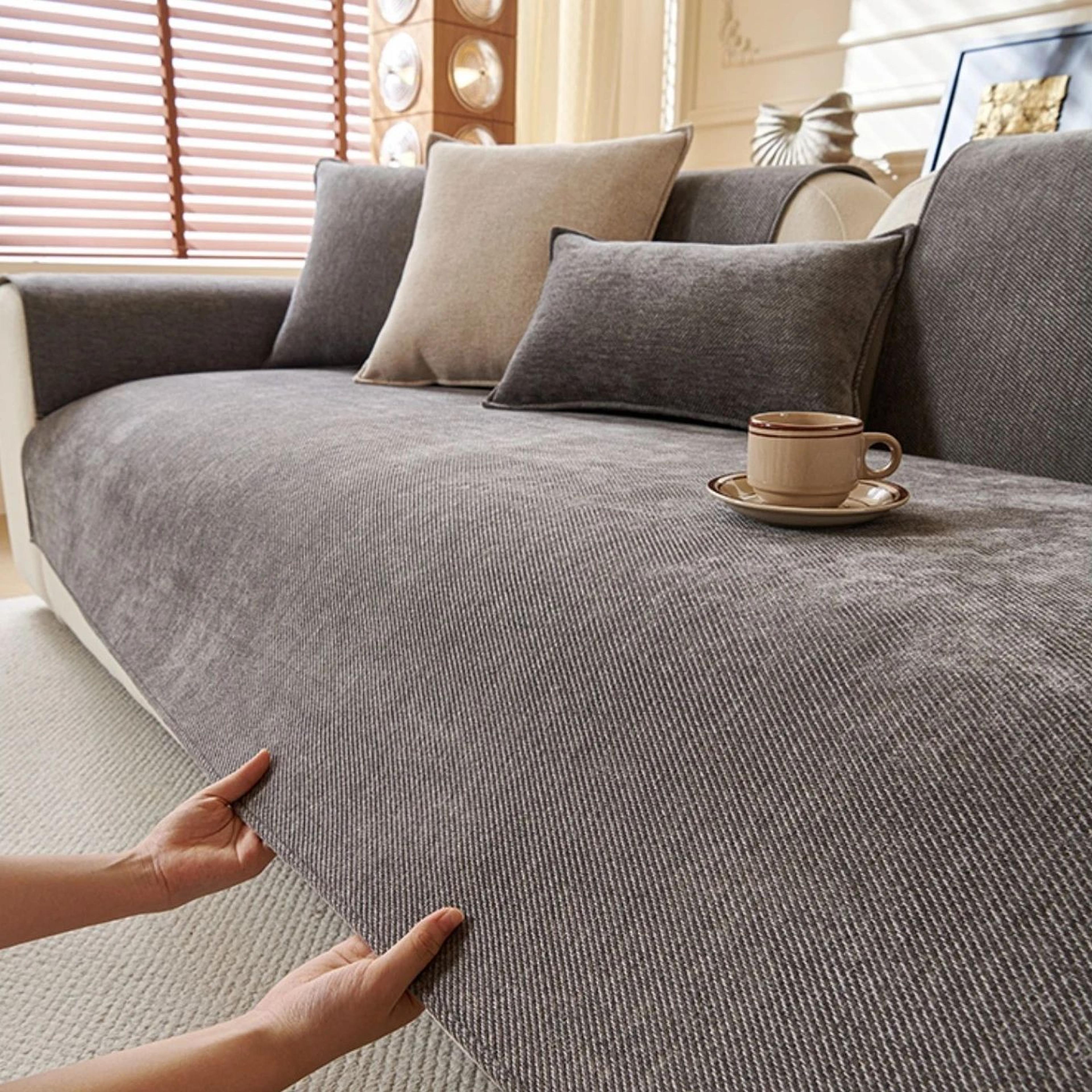 Minimalist Chenille Sofa Cover Anti Slip Couch Protector For Living Room Decor 5