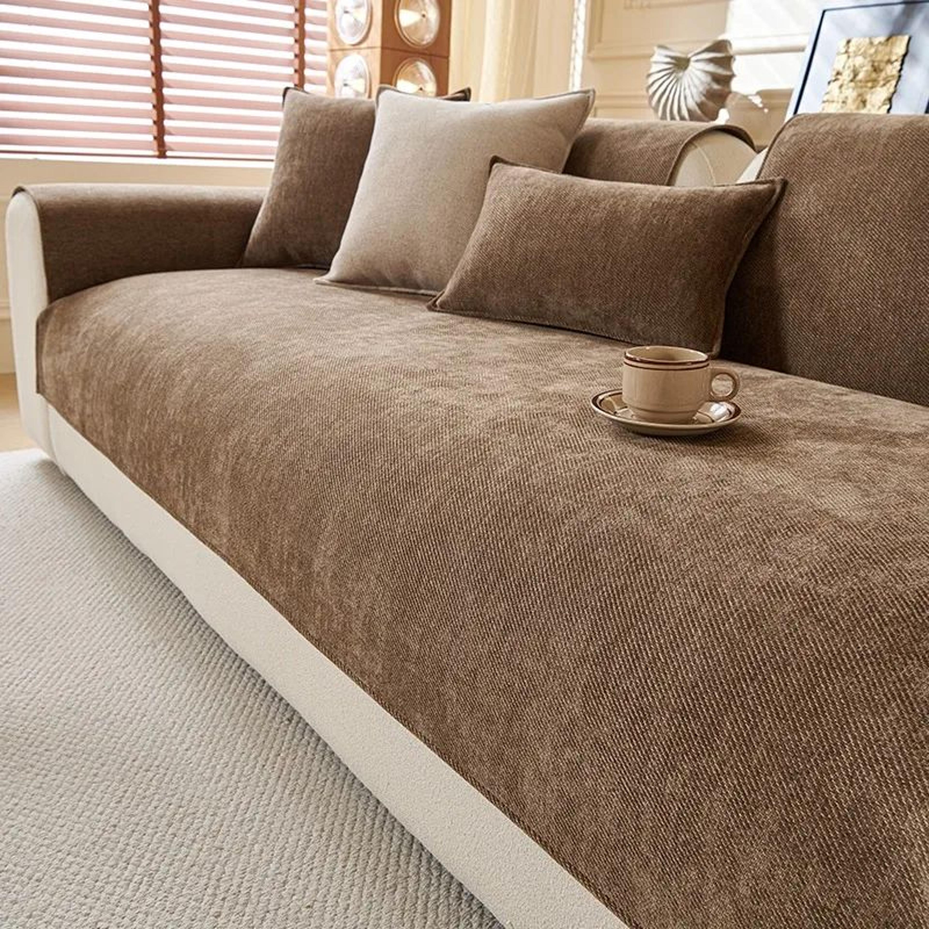 Minimalist Chenille Sofa Cover Anti Slip Couch Protector For Living Room Decor 6