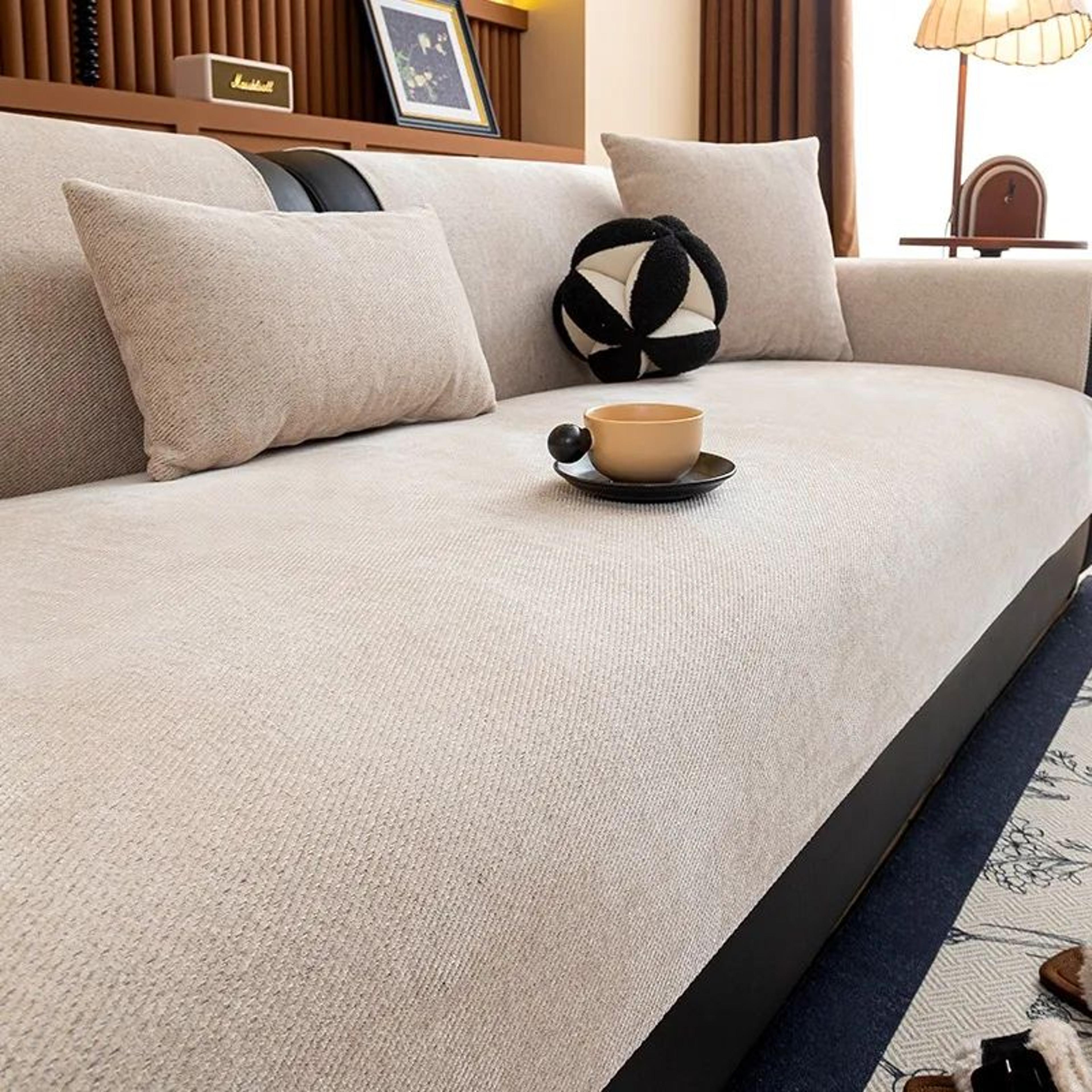 Minimalist Chenille Sofa Cover Anti Slip Couch Protector For Living Room Decor 7