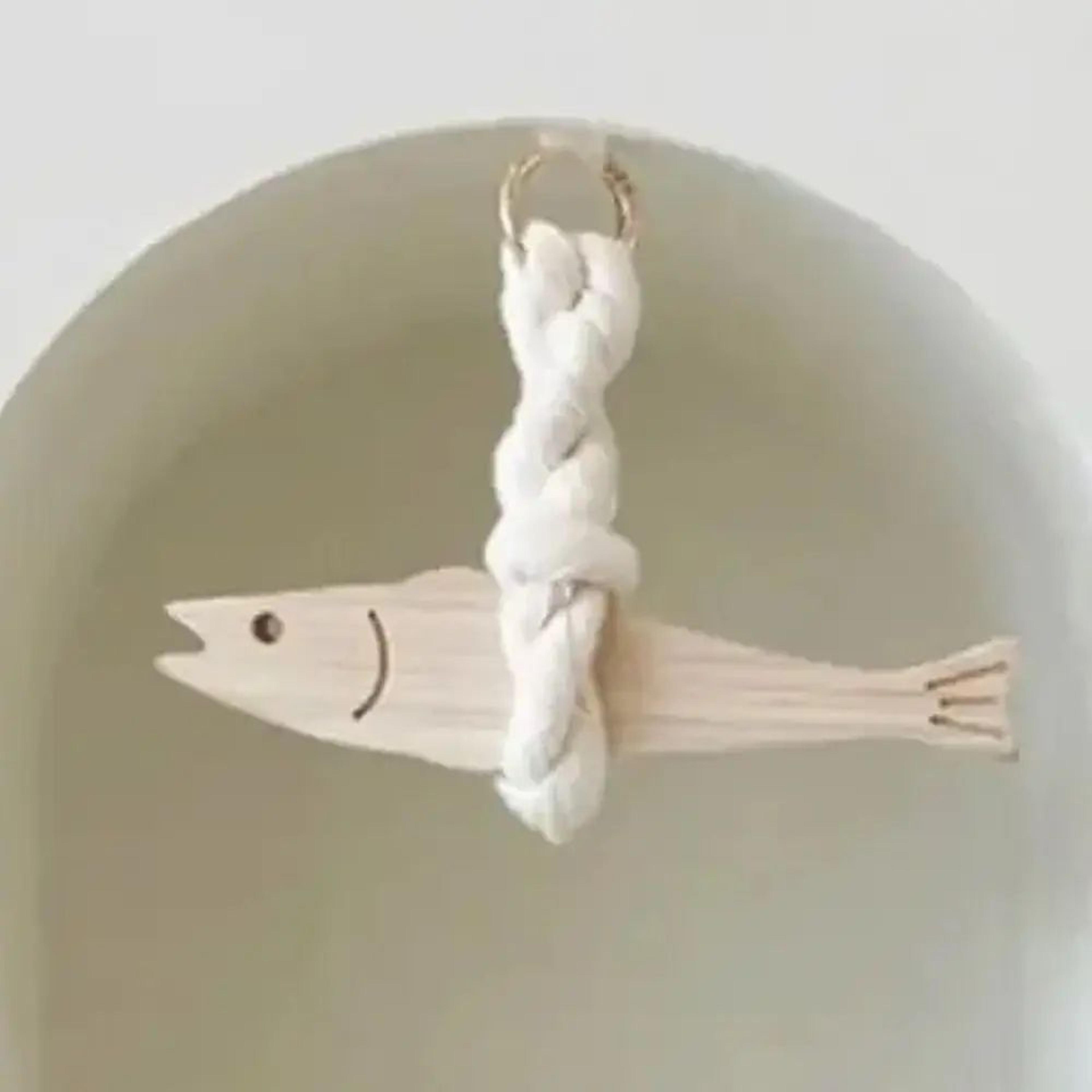 Wooden Fish Wall Hanging Bell Coastal Door Decor 3