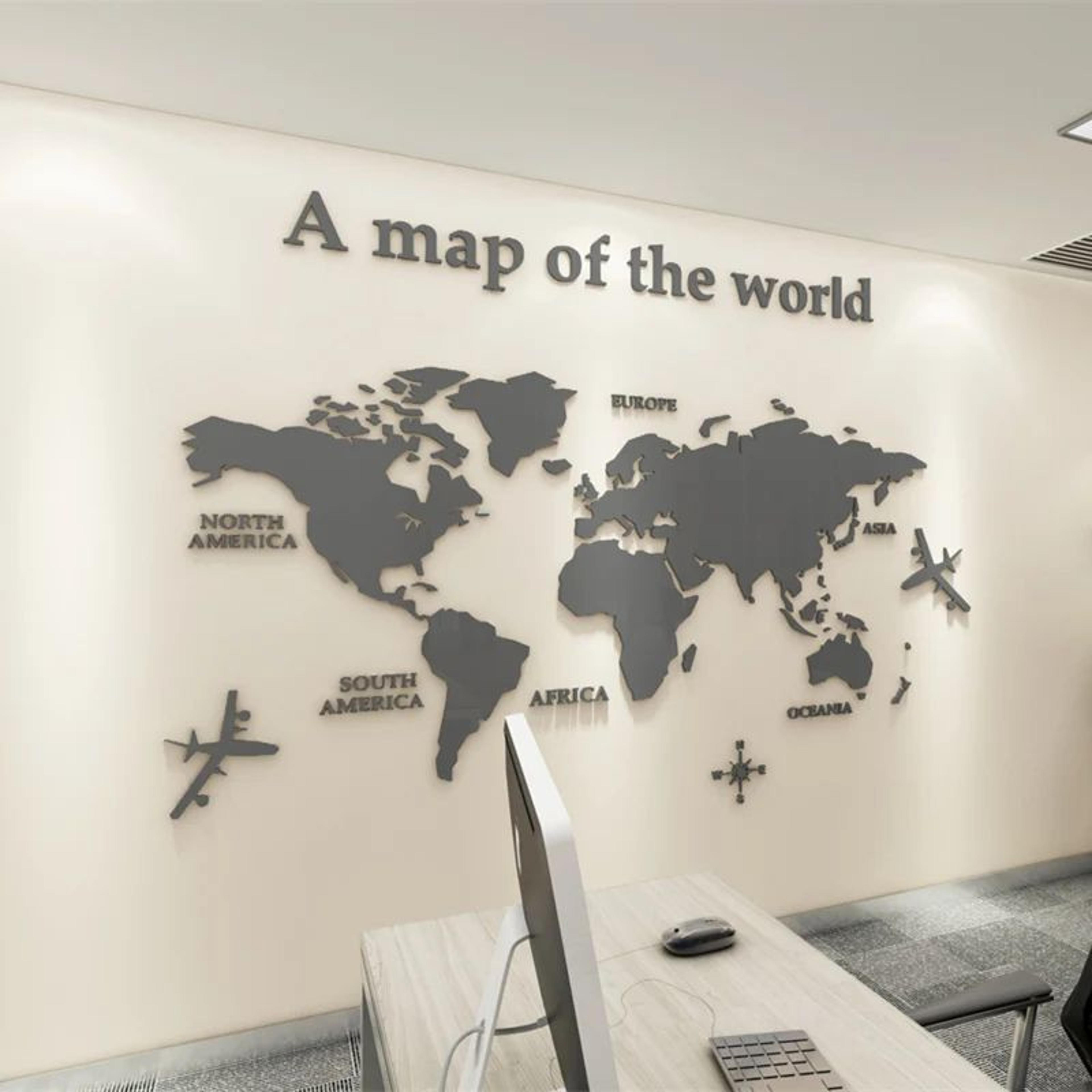 3D Acrylic World Map Wall Sticker Modern Wall Decor 11