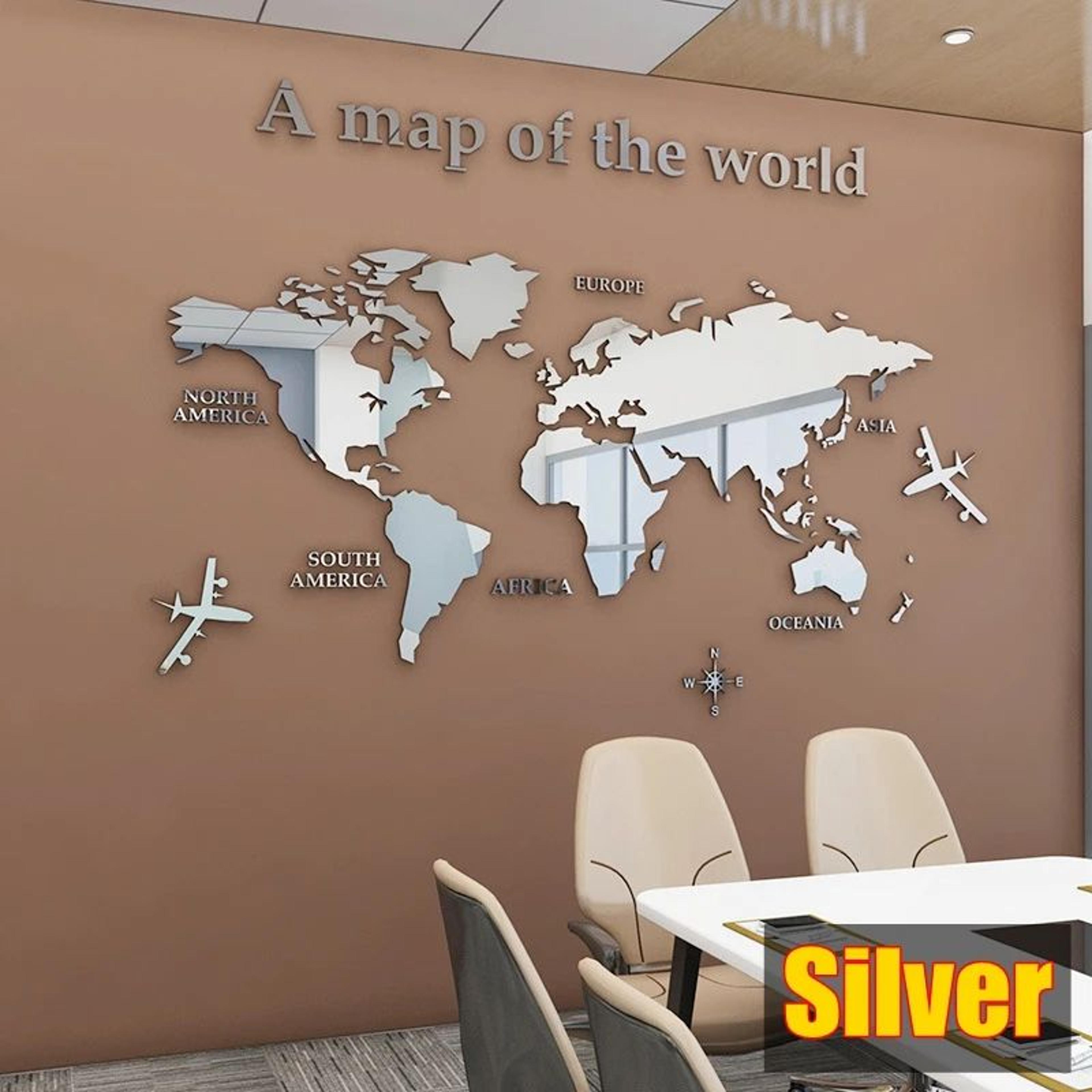 3D Acrylic World Map Wall Sticker Modern Wall Decor 14